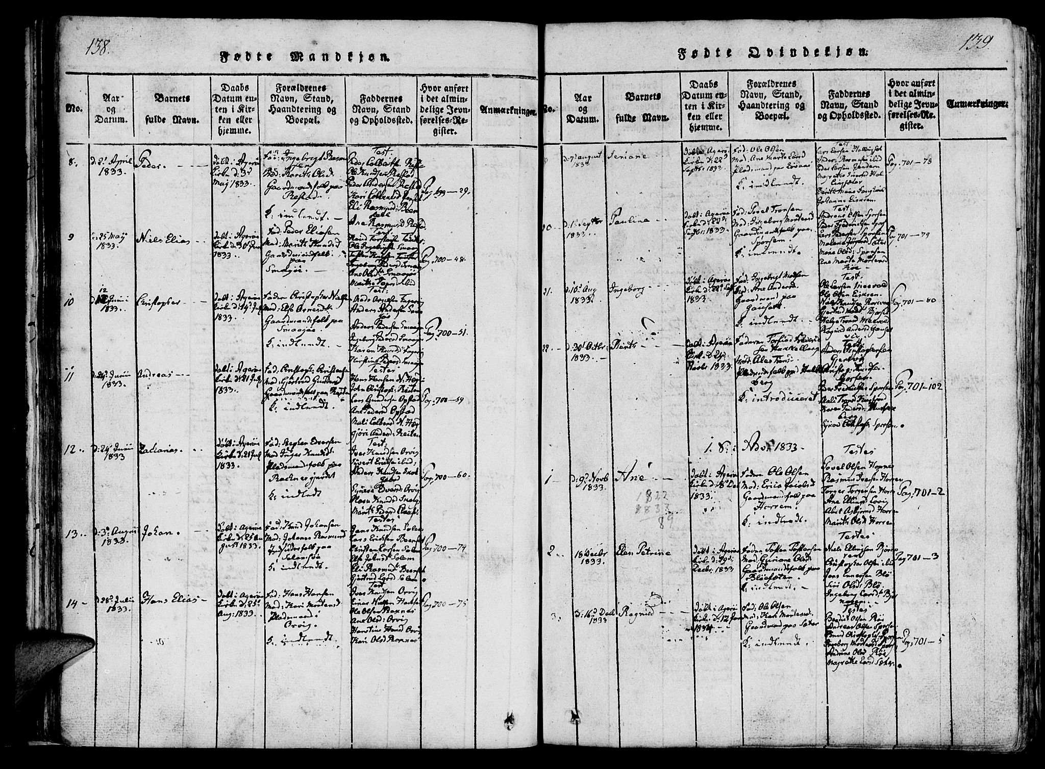 Ministerialprotokoller, klokkerbøker og fødselsregistre - Møre og Romsdal, SAT/A-1454/560/L0718: Ministerialbok nr. 560A02, 1817-1844, s. 138-139