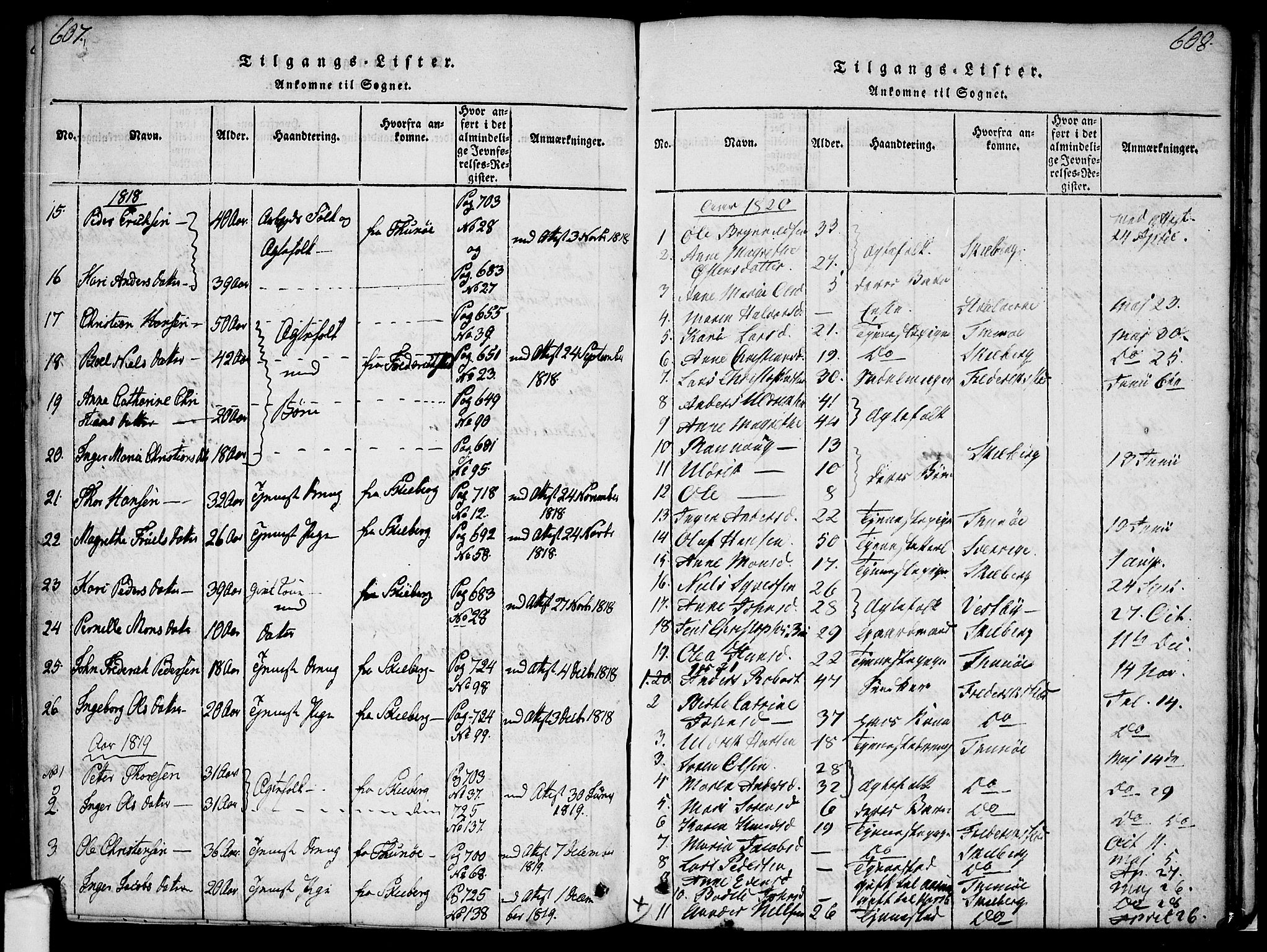 Borge prestekontor Kirkebøker, AV/SAO-A-10903/F/Fa/L0003: Ministerialbok nr. I 3, 1815-1836, s. 607-608