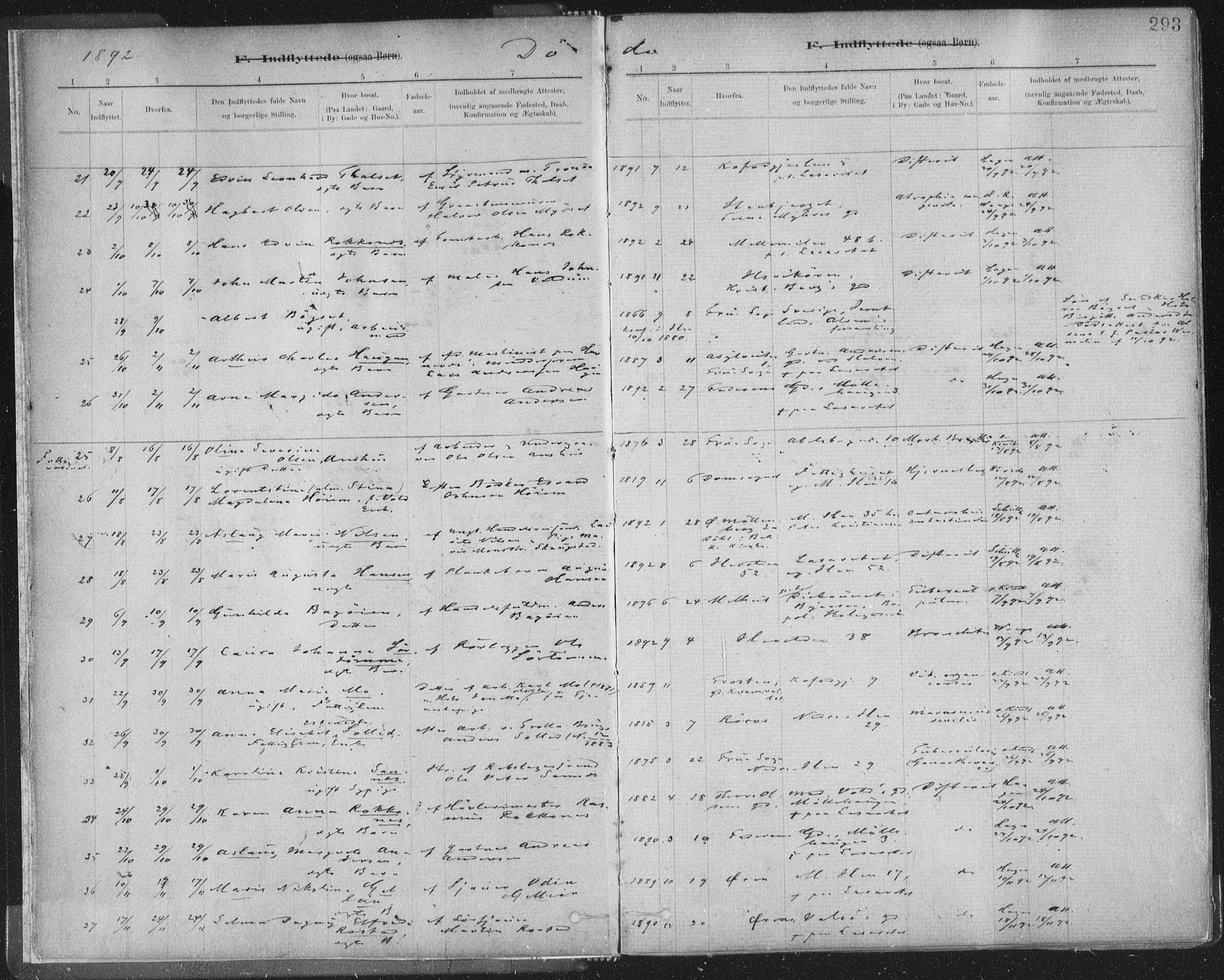 Ministerialprotokoller, klokkerbøker og fødselsregistre - Sør-Trøndelag, SAT/A-1456/603/L0163: Ministerialbok nr. 603A02, 1879-1895, s. 293