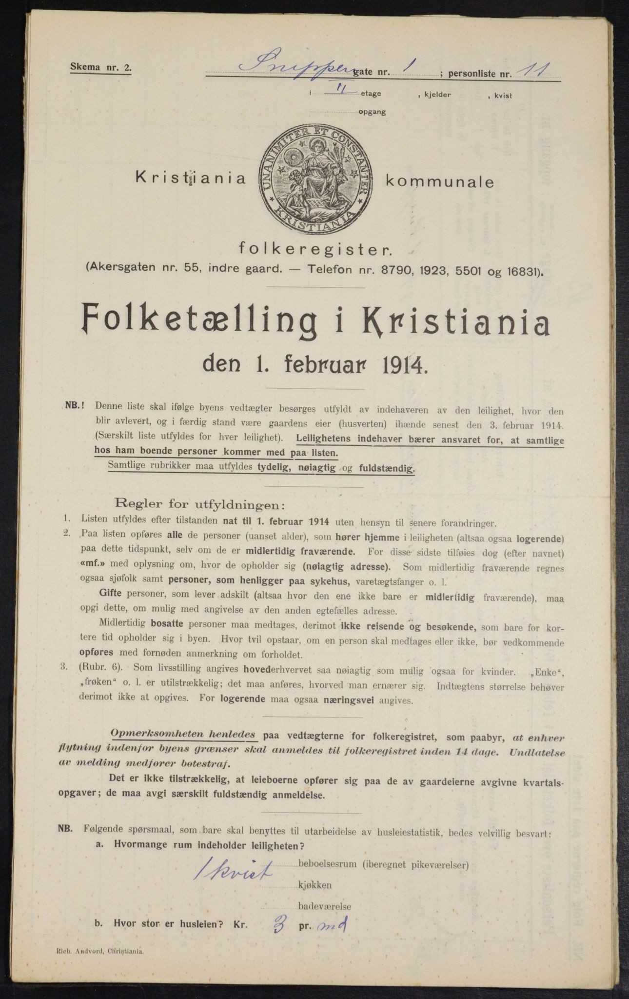 OBA, Kommunal folketelling 1.2.1914 for Kristiania, 1914, s. 97833