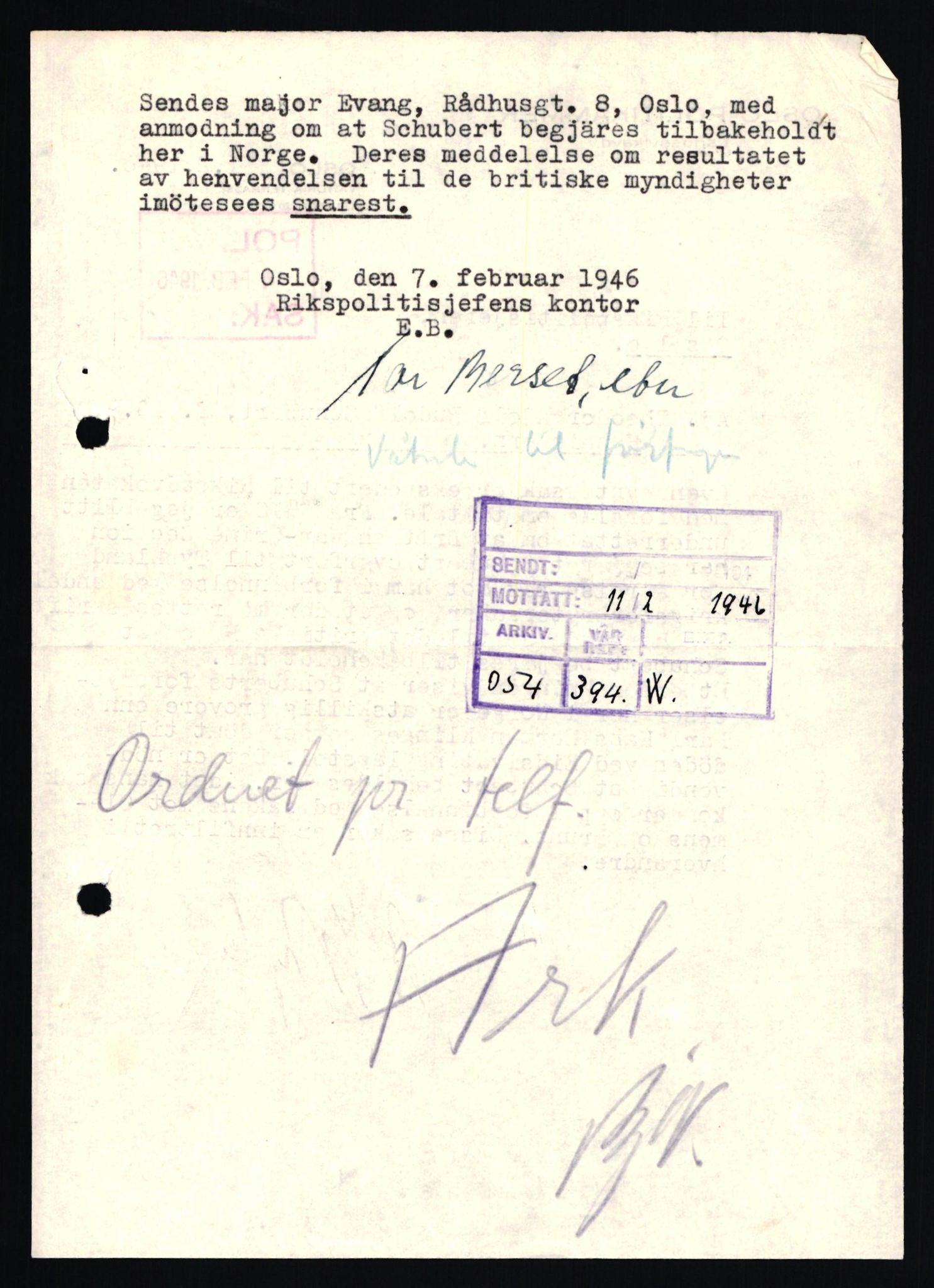 Forsvaret, Forsvarets overkommando II, AV/RA-RAFA-3915/D/Db/L0030: CI Questionaires. Tyske okkupasjonsstyrker i Norge. Tyskere., 1945-1946, s. 309