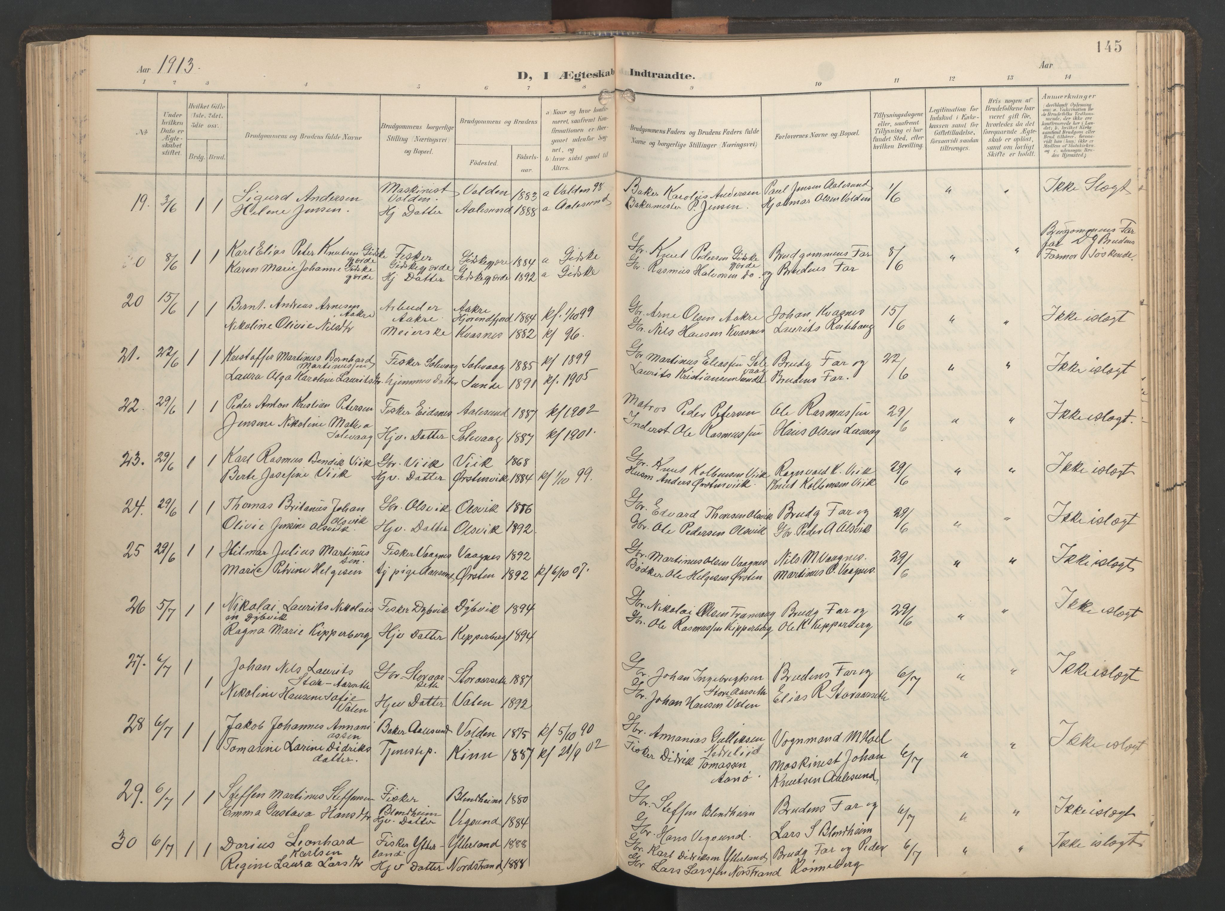 Ministerialprotokoller, klokkerbøker og fødselsregistre - Møre og Romsdal, AV/SAT-A-1454/528/L0433: Klokkerbok nr. 528C14, 1899-1922, s. 145