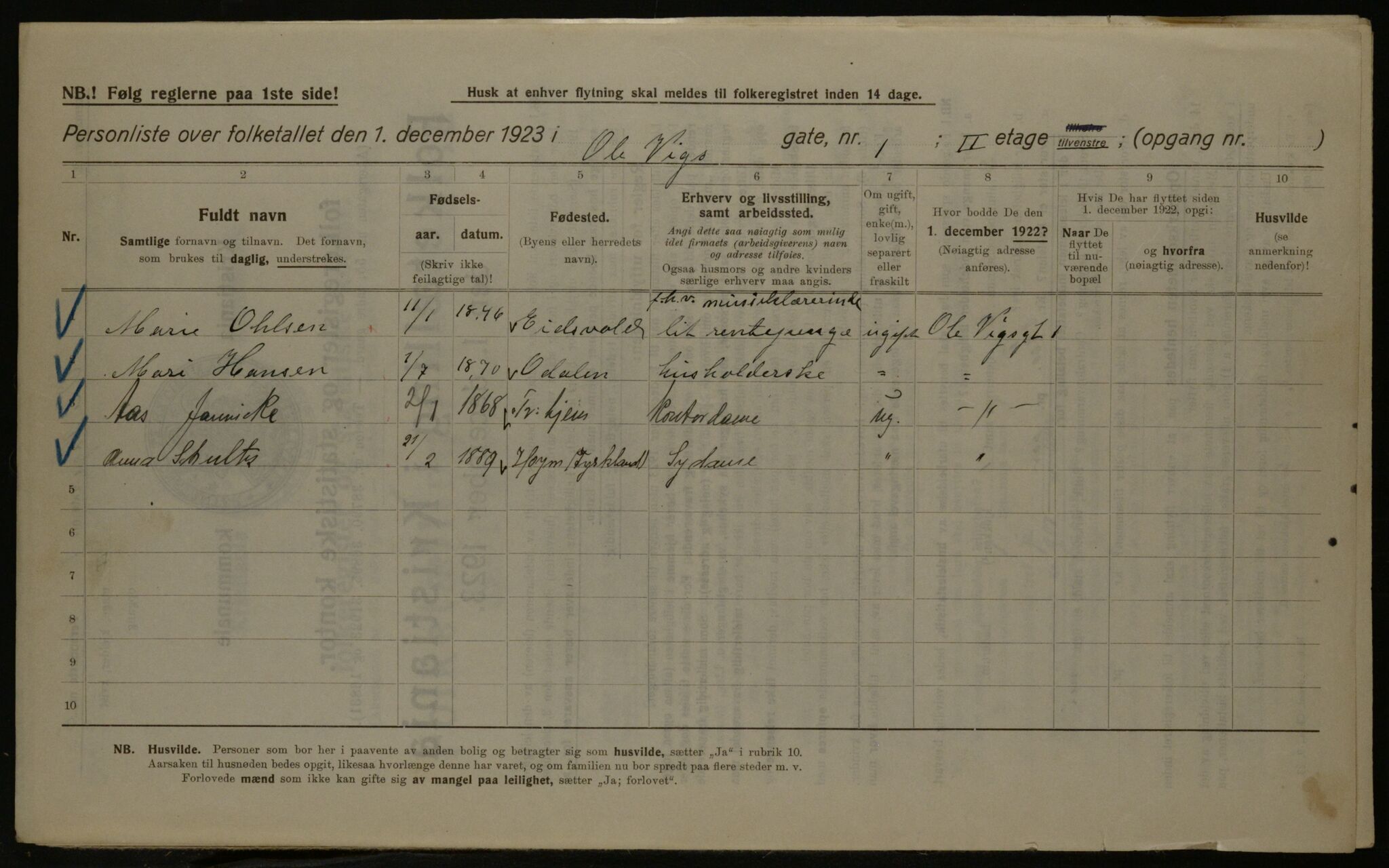 OBA, Kommunal folketelling 1.12.1923 for Kristiania, 1923, s. 82899