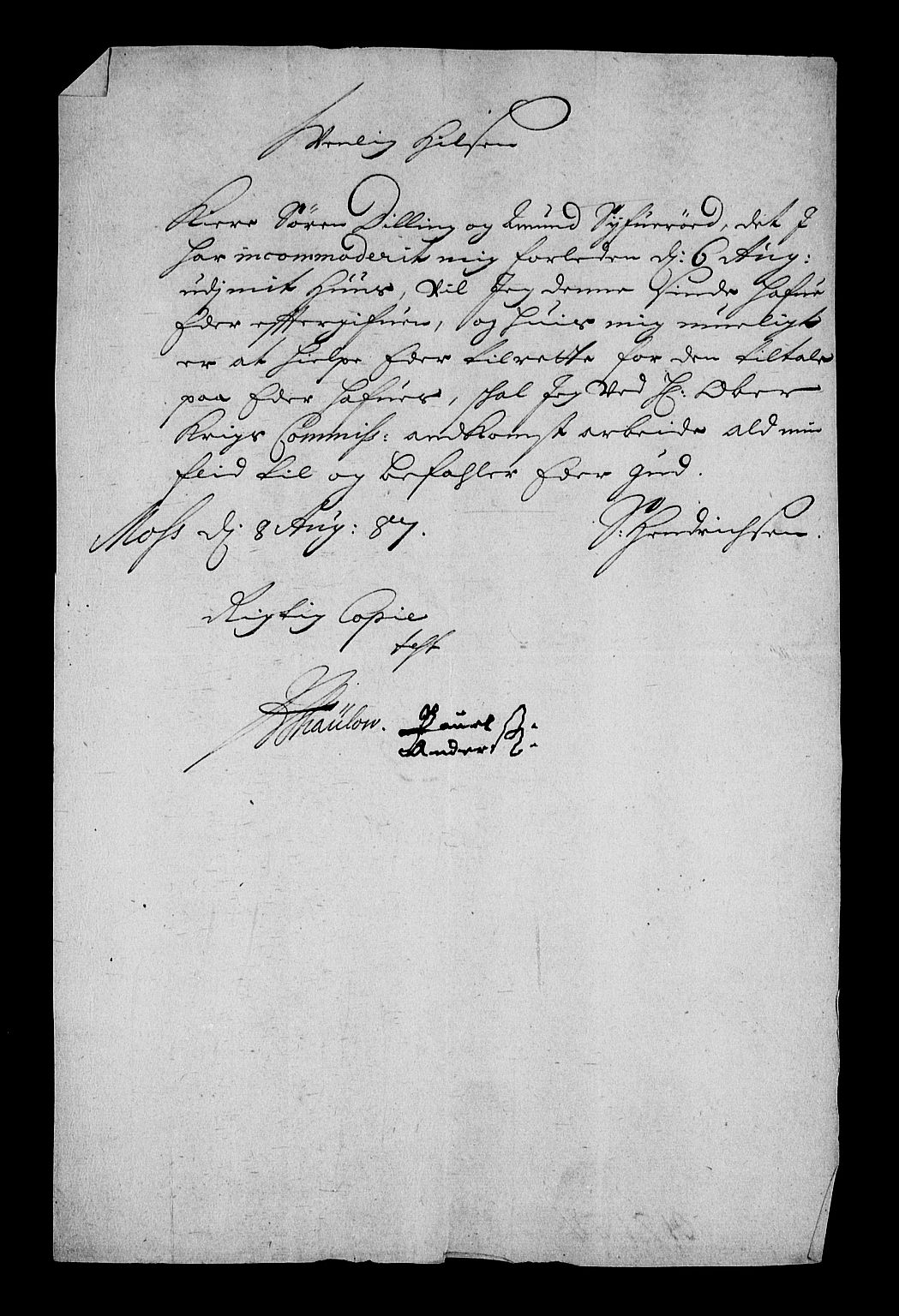 Stattholderembetet 1572-1771, AV/RA-EA-2870/Af/L0002: Avskrifter av vedlegg til originale supplikker, nummerert i samsvar med supplikkbøkene, 1687-1689, s. 27