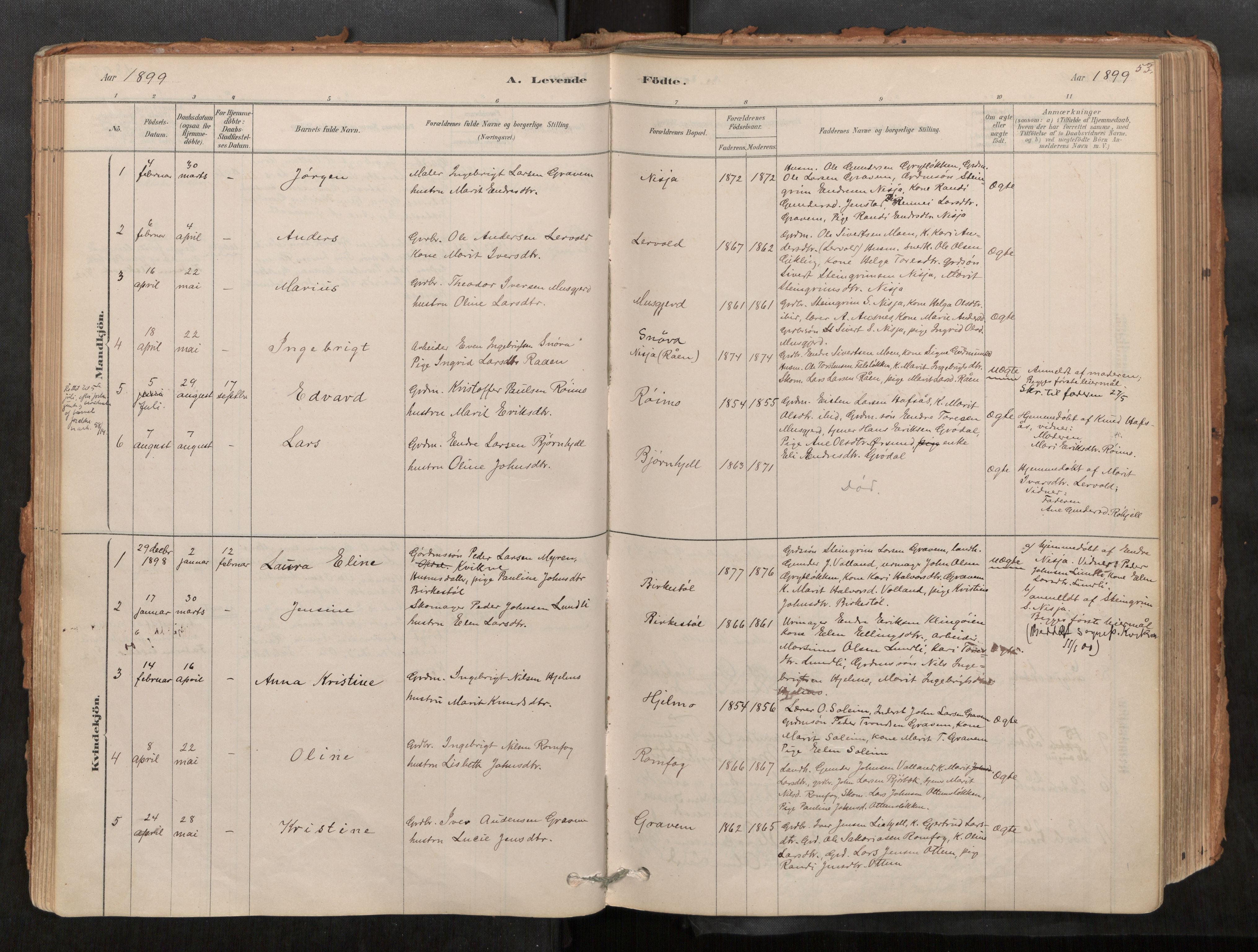 Sunndal sokneprestkontor, SAT/A-1085/1/I/I1/I1a/L0001: Ministerialbok nr. 1, 1877-1914, s. 53