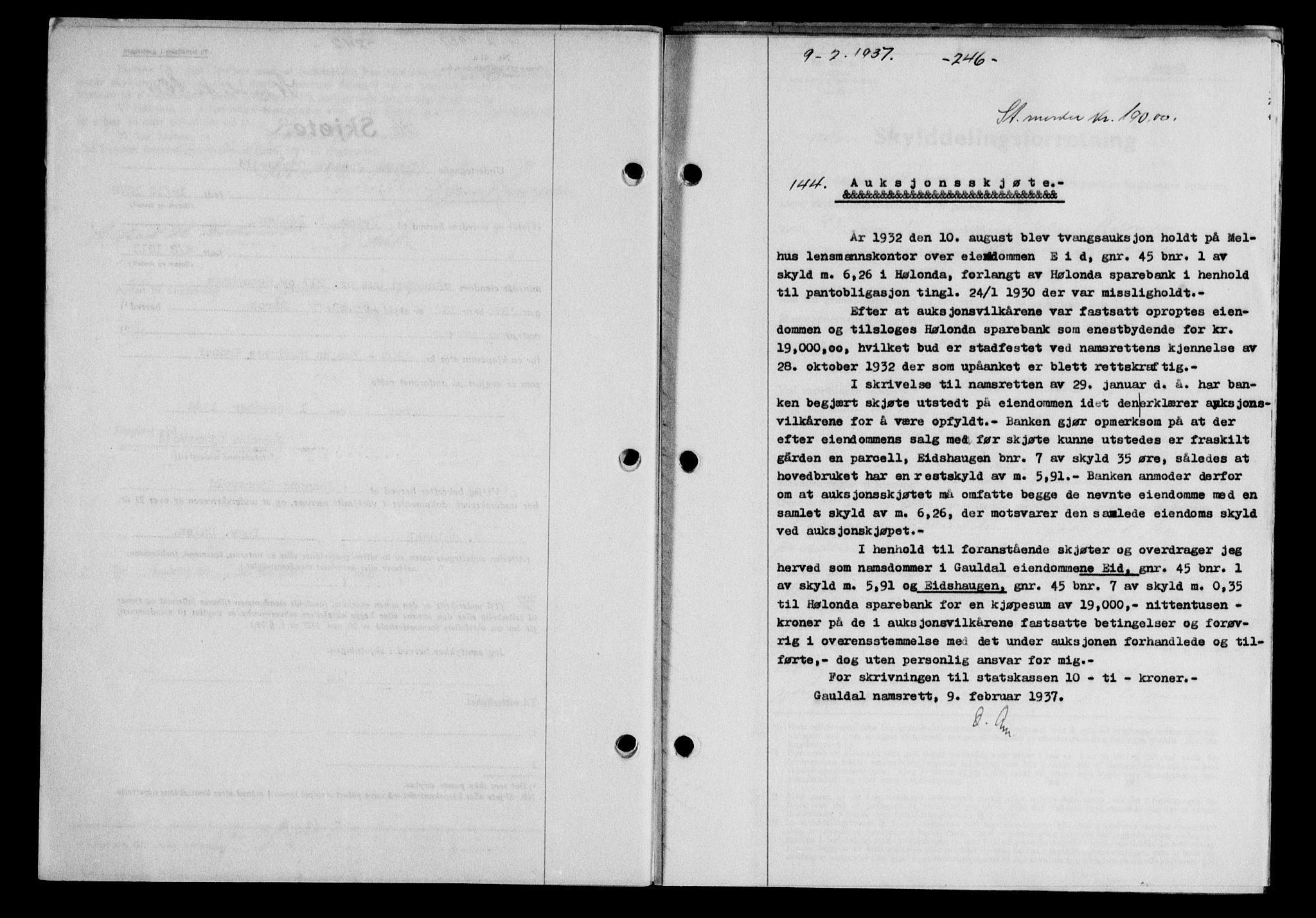 Gauldal sorenskriveri, SAT/A-0014/1/2/2C/L0046: Pantebok nr. 49-50, 1936-1937, Dagboknr: 144/1937
