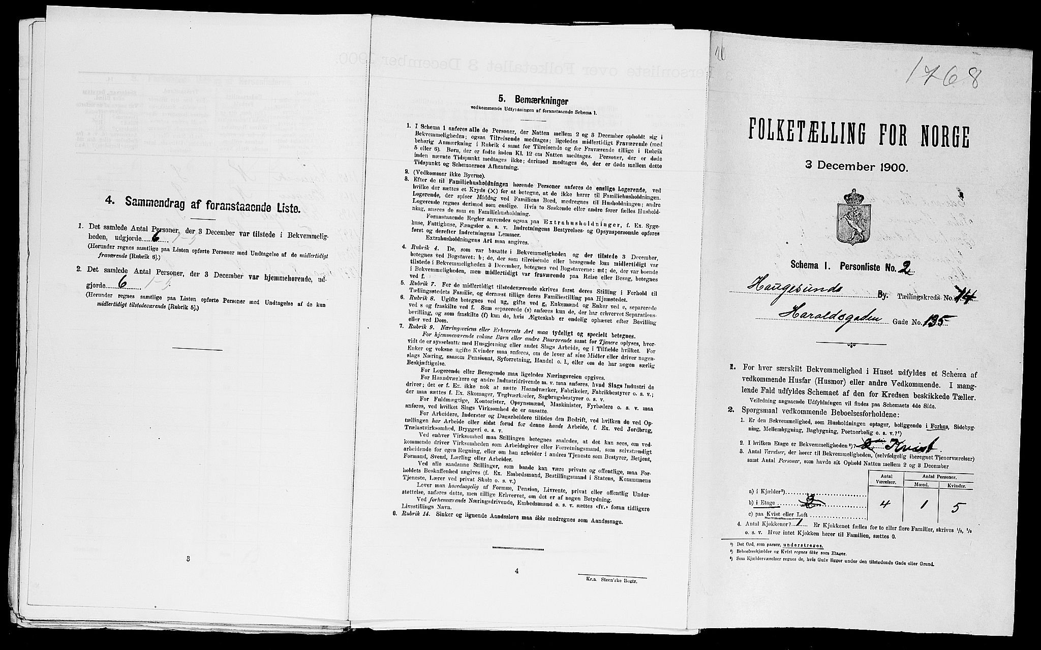 SAST, Folketelling 1900 for 1106 Haugesund kjøpstad, 1900, s. 2225