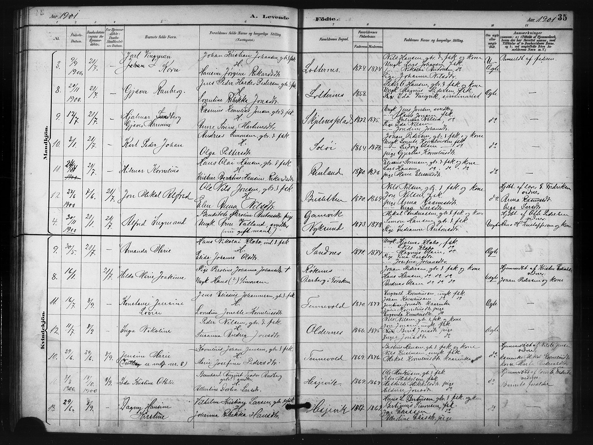 Salangen sokneprestembete, AV/SATØ-S-1324/H/Hb/L0001klokker: Klokkerbok nr. 1, 1893-1910, s. 35