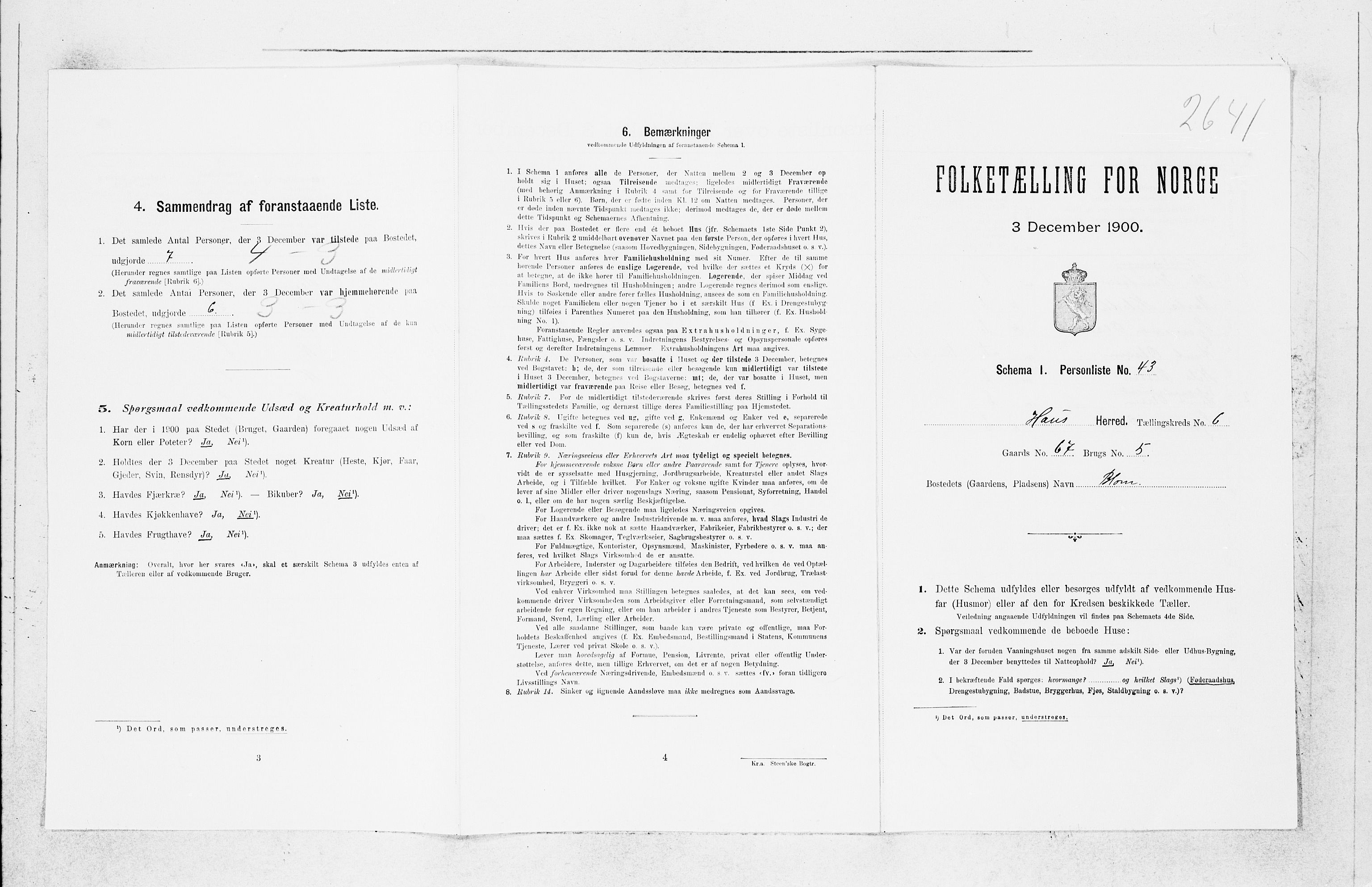 SAB, Folketelling 1900 for 1250 Haus herred, 1900, s. 795