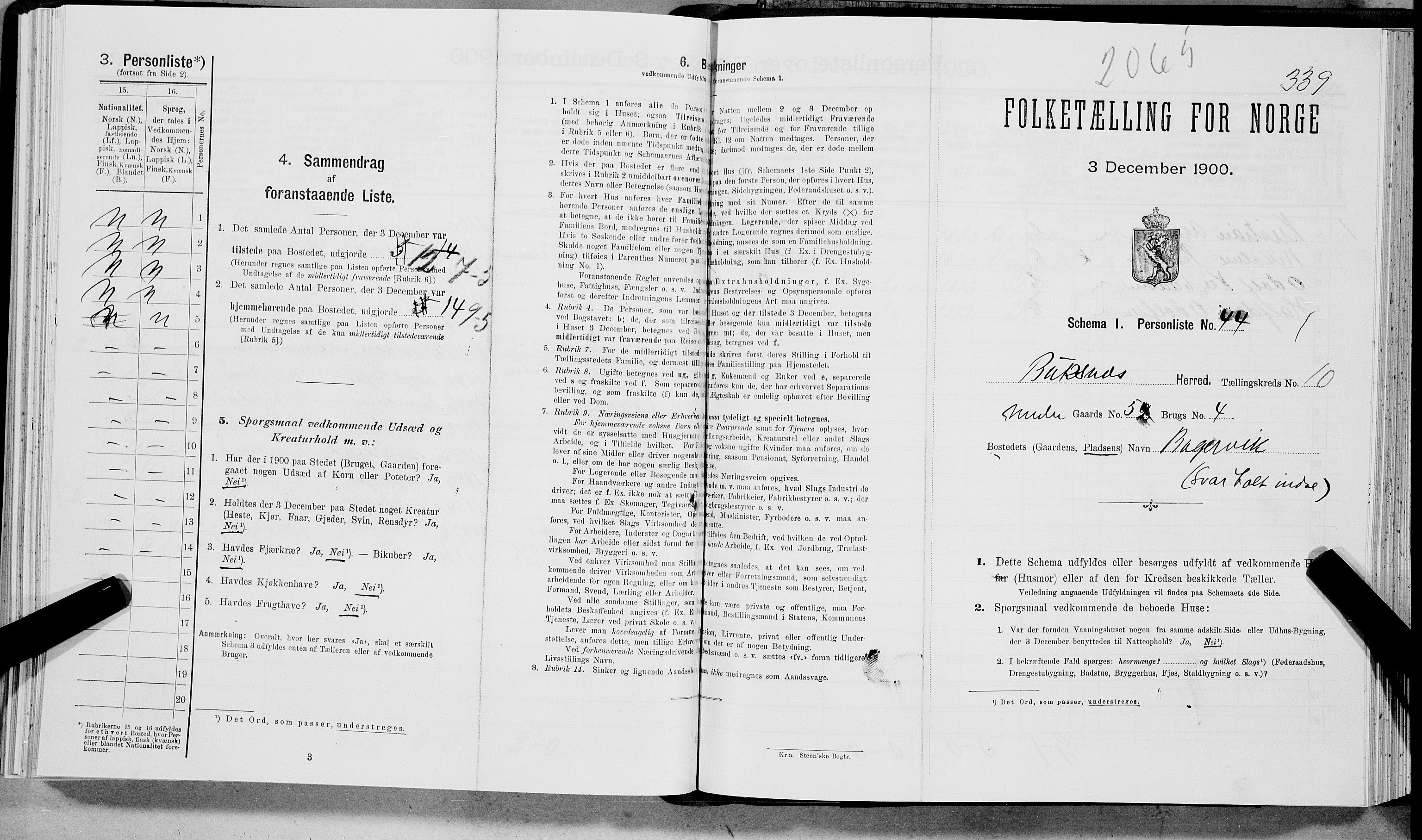 SAT, Folketelling 1900 for 1860 Buksnes herred, 1900, s. 1406