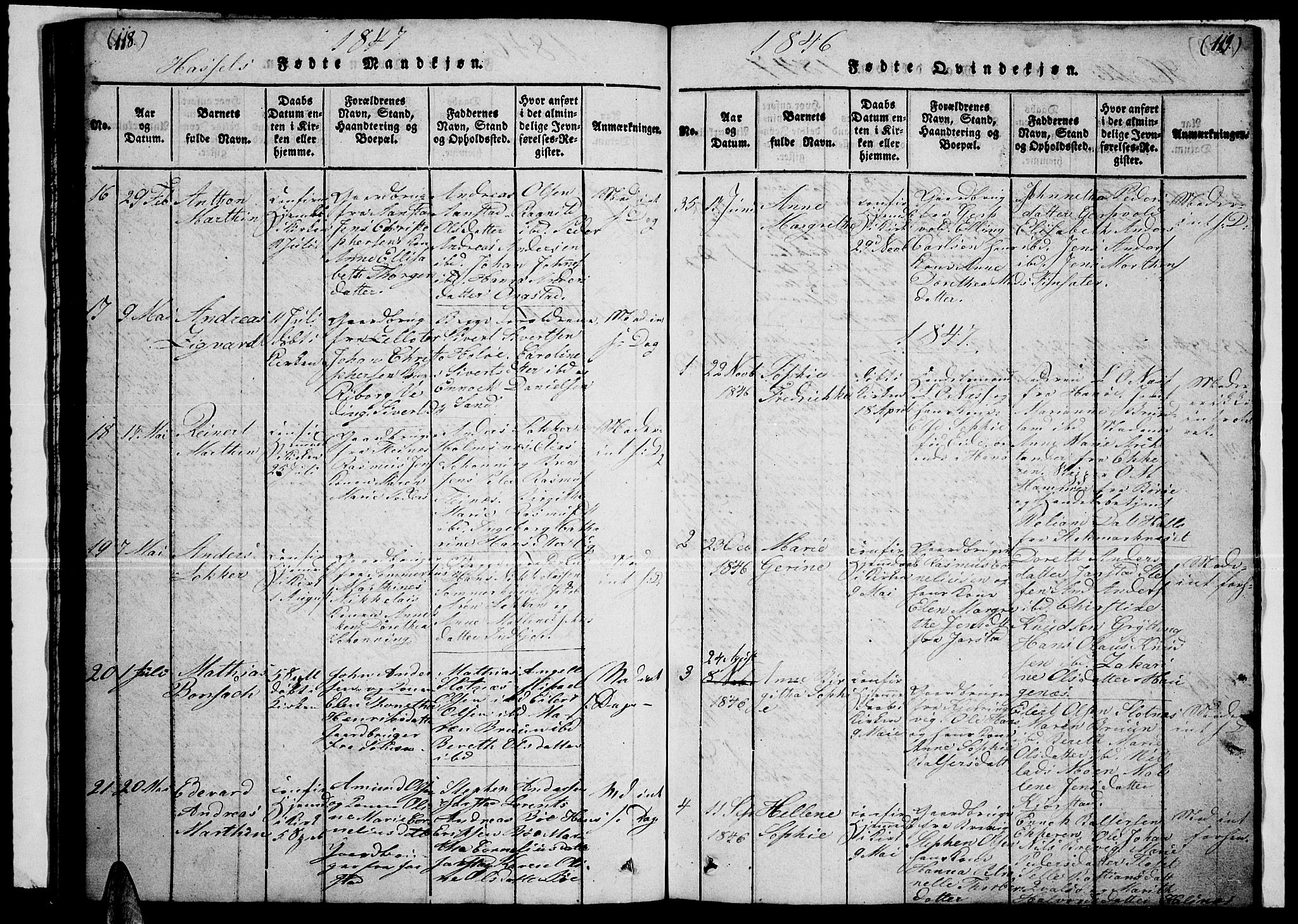 Ministerialprotokoller, klokkerbøker og fødselsregistre - Nordland, AV/SAT-A-1459/888/L1263: Klokkerbok nr. 888C02 /1, 1820-1850, s. 118-119