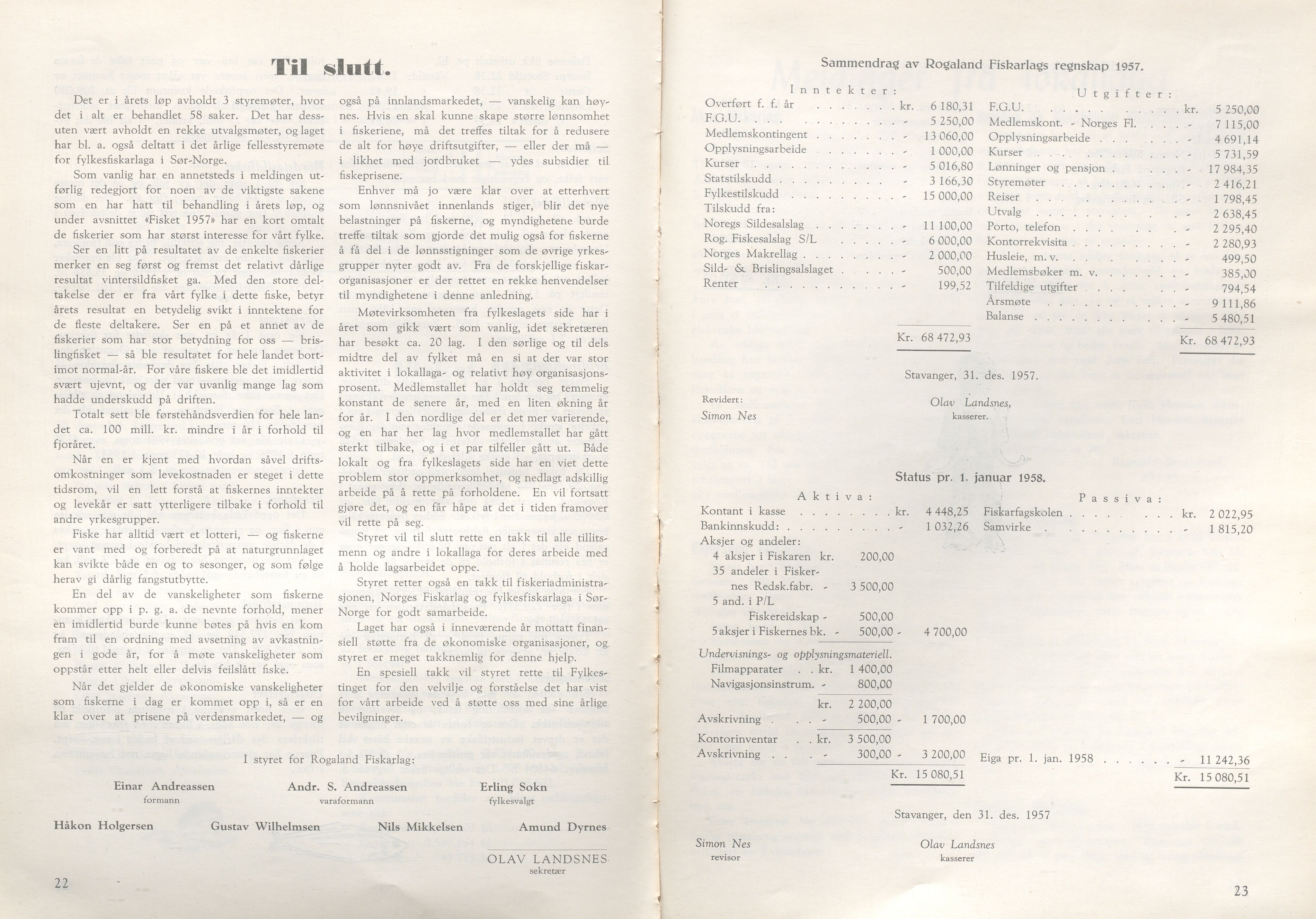 Rogaland fylkeskommune - Fylkesrådmannen , IKAR/A-900/A/Aa/Aaa/L0077: Møtebok , 1958, s. 22-23