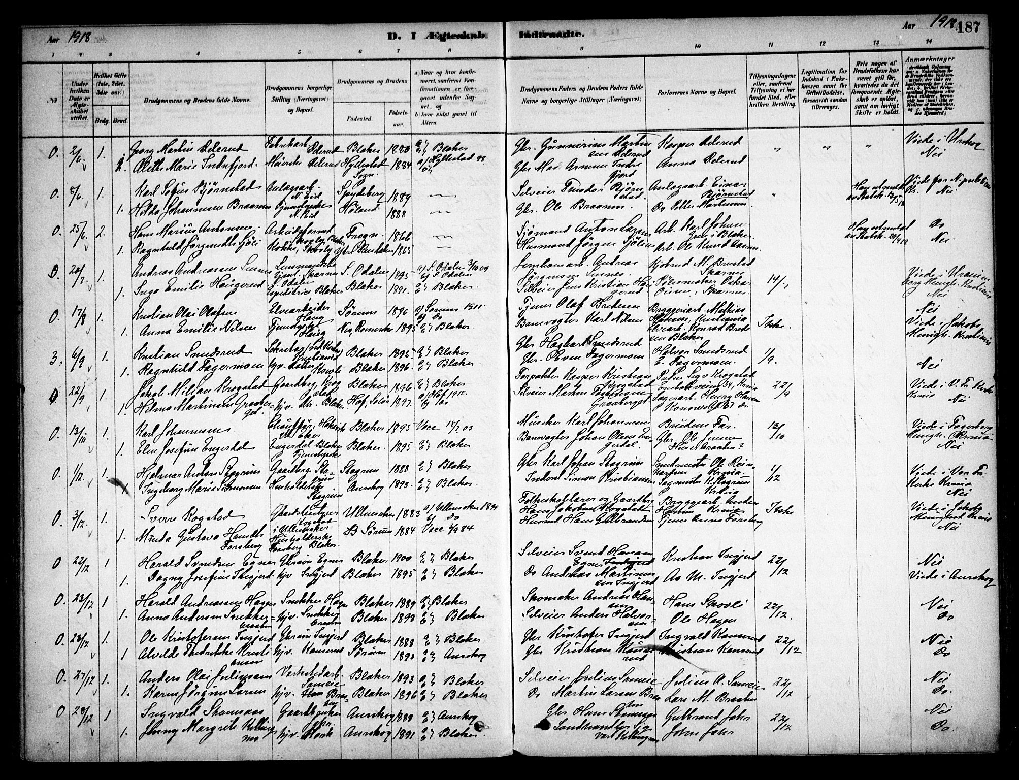 Aurskog prestekontor Kirkebøker, AV/SAO-A-10304a/F/Fb/L0001: Ministerialbok nr. II 1, 1878-1909, s. 187