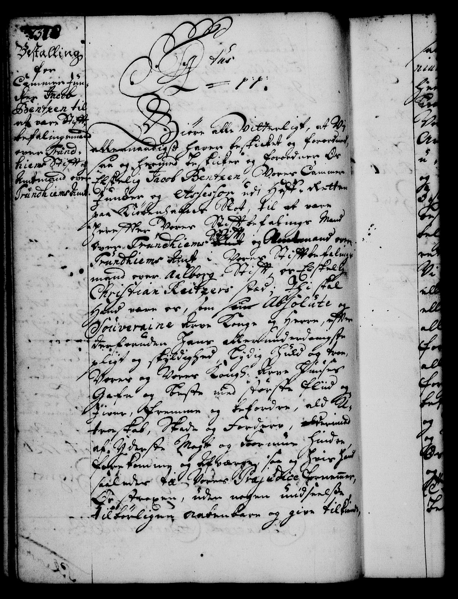 Rentekammeret, Kammerkanselliet, RA/EA-3111/G/Gg/Gge/L0001: Norsk bestallingsprotokoll med register (merket RK 53.25), 1720-1730, s. 318