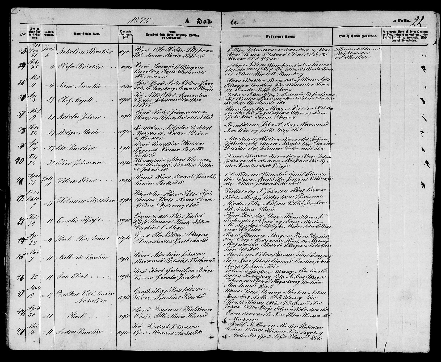 Ministerialprotokoller, klokkerbøker og fødselsregistre - Nordland, AV/SAT-A-1459/891/L1314: Klokkerbok nr. 891C03, 1870-1885, s. 22