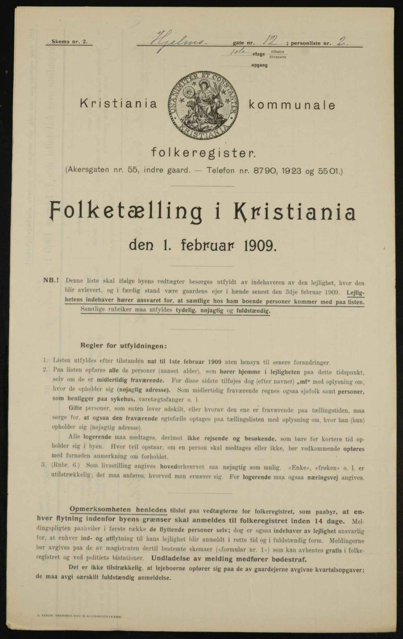 OBA, Kommunal folketelling 1.2.1909 for Kristiania kjøpstad, 1909, s. 36474