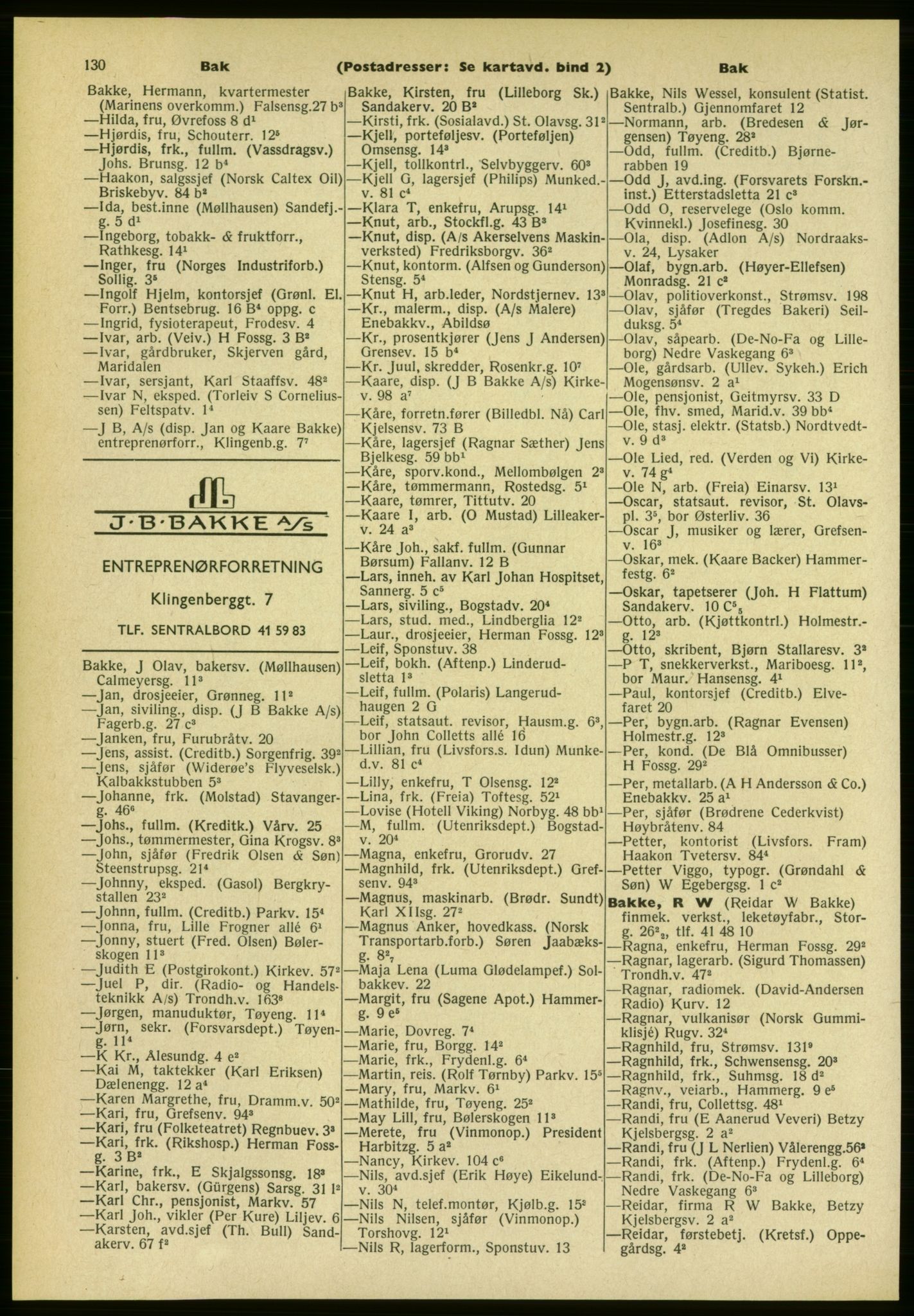 Kristiania/Oslo adressebok, PUBL/-, 1961-1962, s. 130