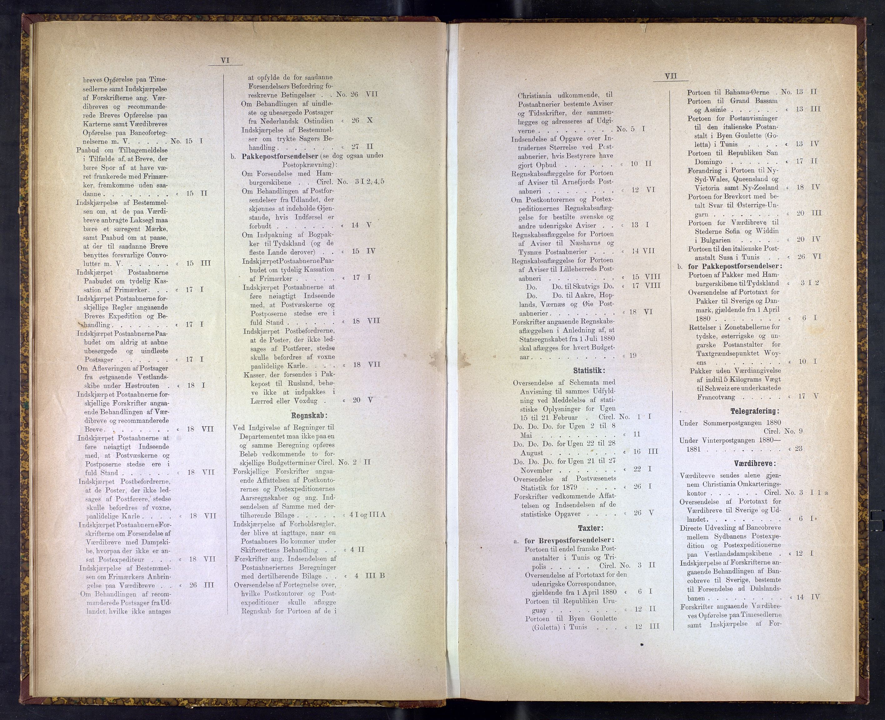 Norges Postmuseums bibliotek, NOPO/-/-/-: Sirkulærer fra Den Kongelige Norske Regjerings Marine- og Postdepartement, 1880