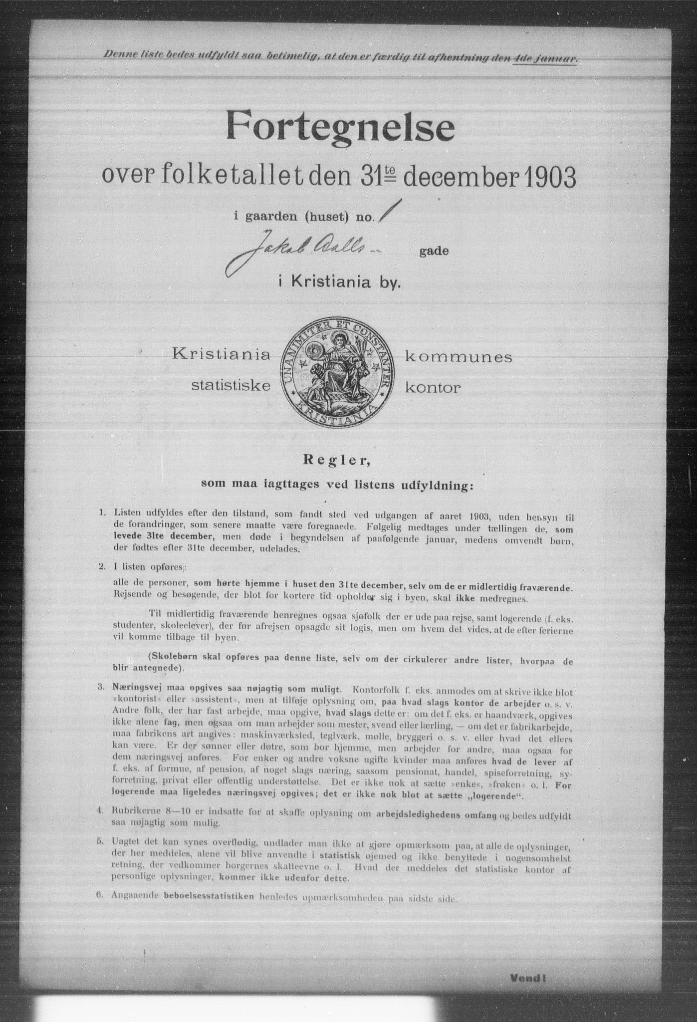 OBA, Kommunal folketelling 31.12.1903 for Kristiania kjøpstad, 1903, s. 8832