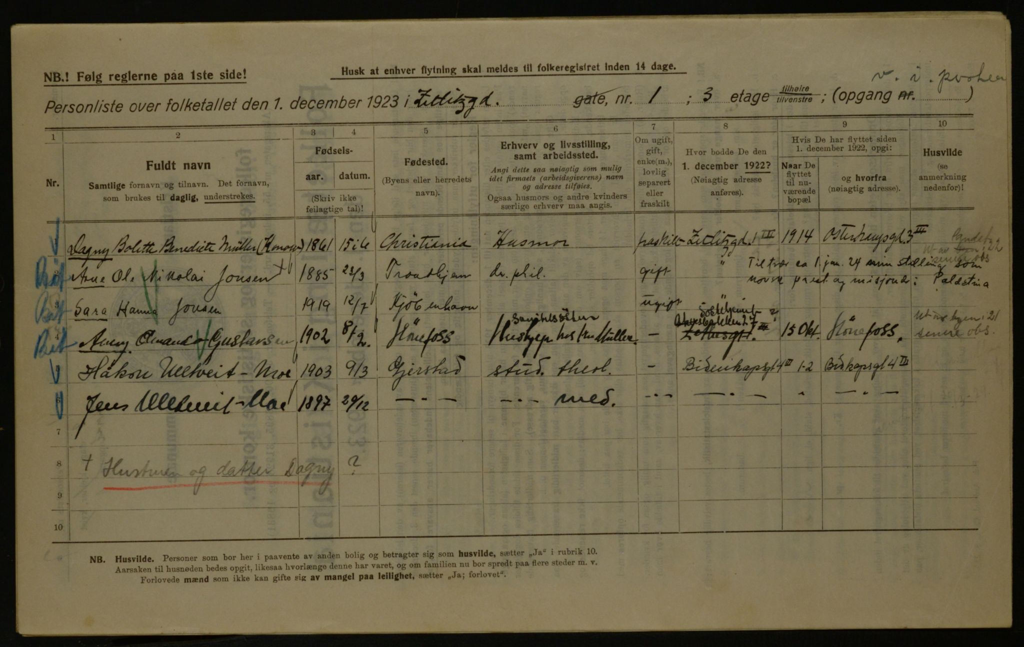 OBA, Kommunal folketelling 1.12.1923 for Kristiania, 1923, s. 141870