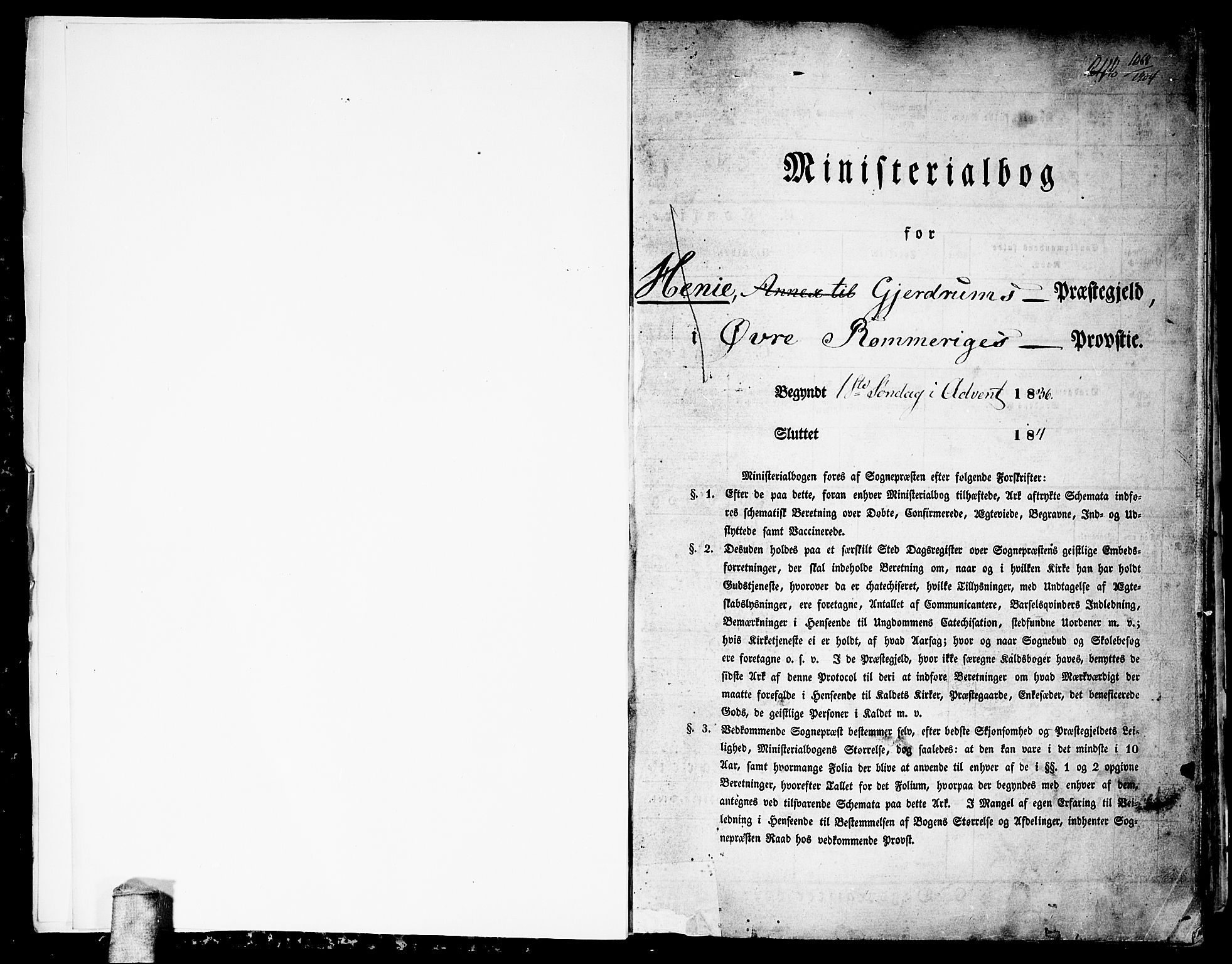 Gjerdrum prestekontor Kirkebøker, SAO/A-10412b/G/Ga/L0002: Klokkerbok nr. I 2, 1836-1850