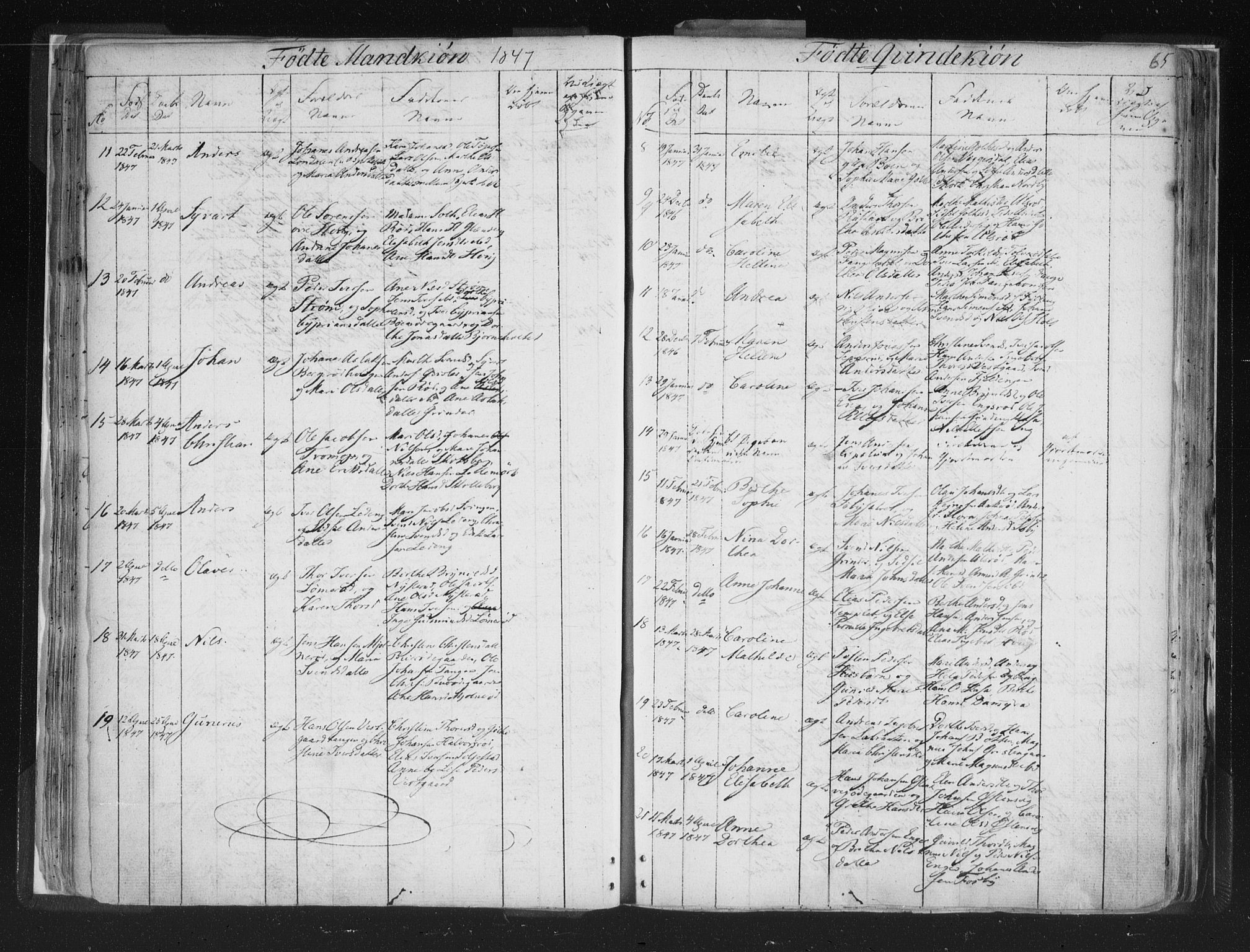 Aremark prestekontor Kirkebøker, AV/SAO-A-10899/F/Fc/L0002: Ministerialbok nr. III 2, 1834-1849, s. 65