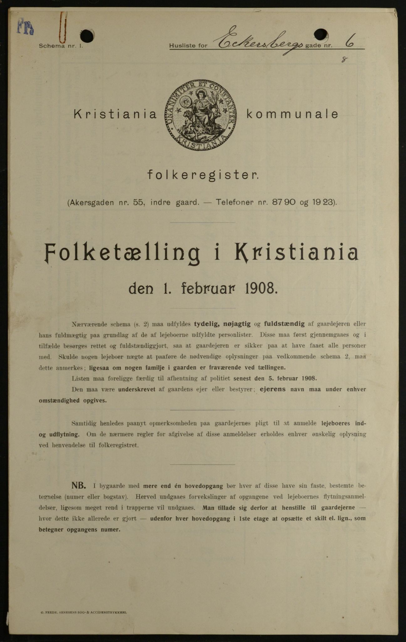 OBA, Kommunal folketelling 1.2.1908 for Kristiania kjøpstad, 1908, s. 16841