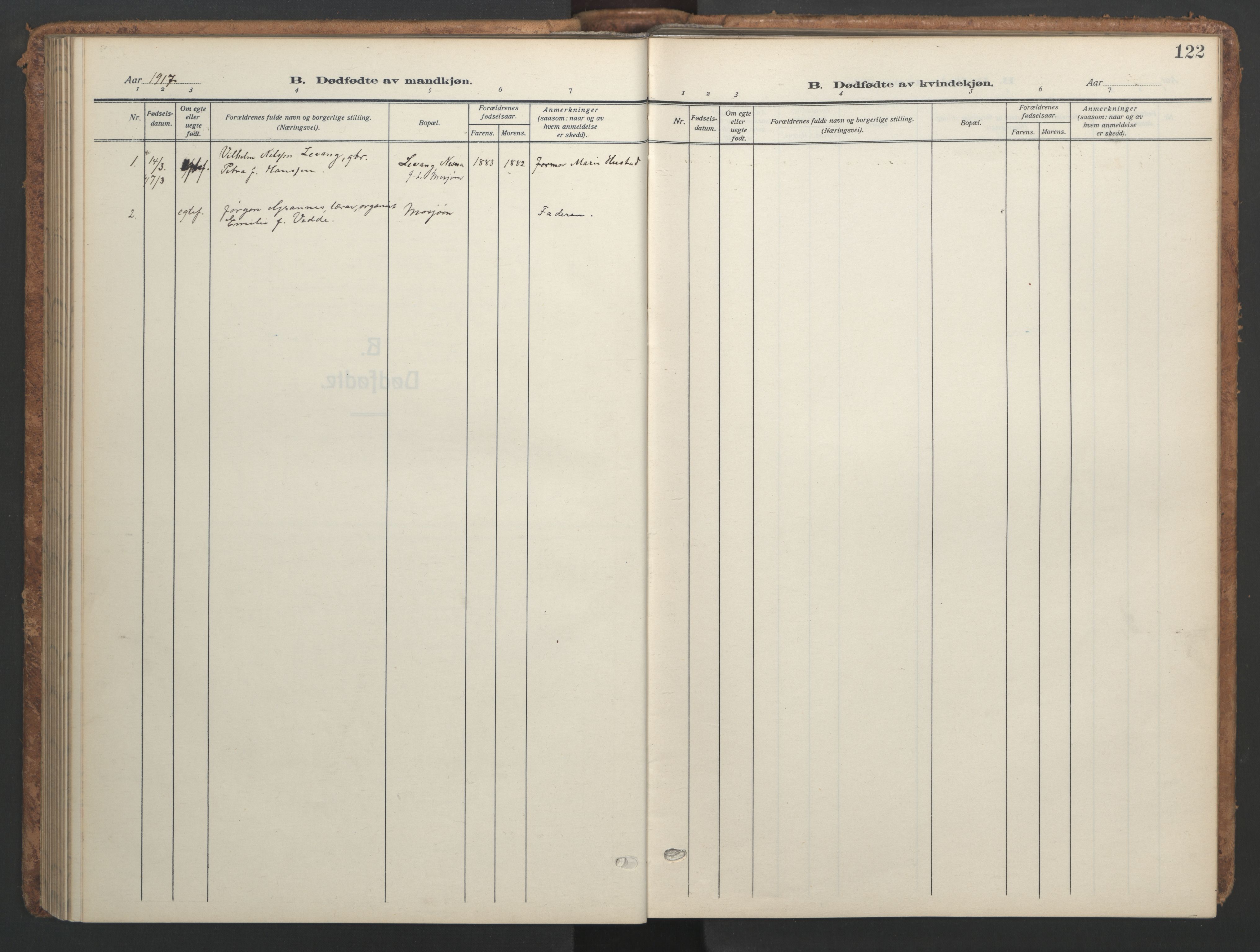 Ministerialprotokoller, klokkerbøker og fødselsregistre - Nordland, SAT/A-1459/820/L0303: Klokkerbok nr. 820C05, 1917-1952, s. 122