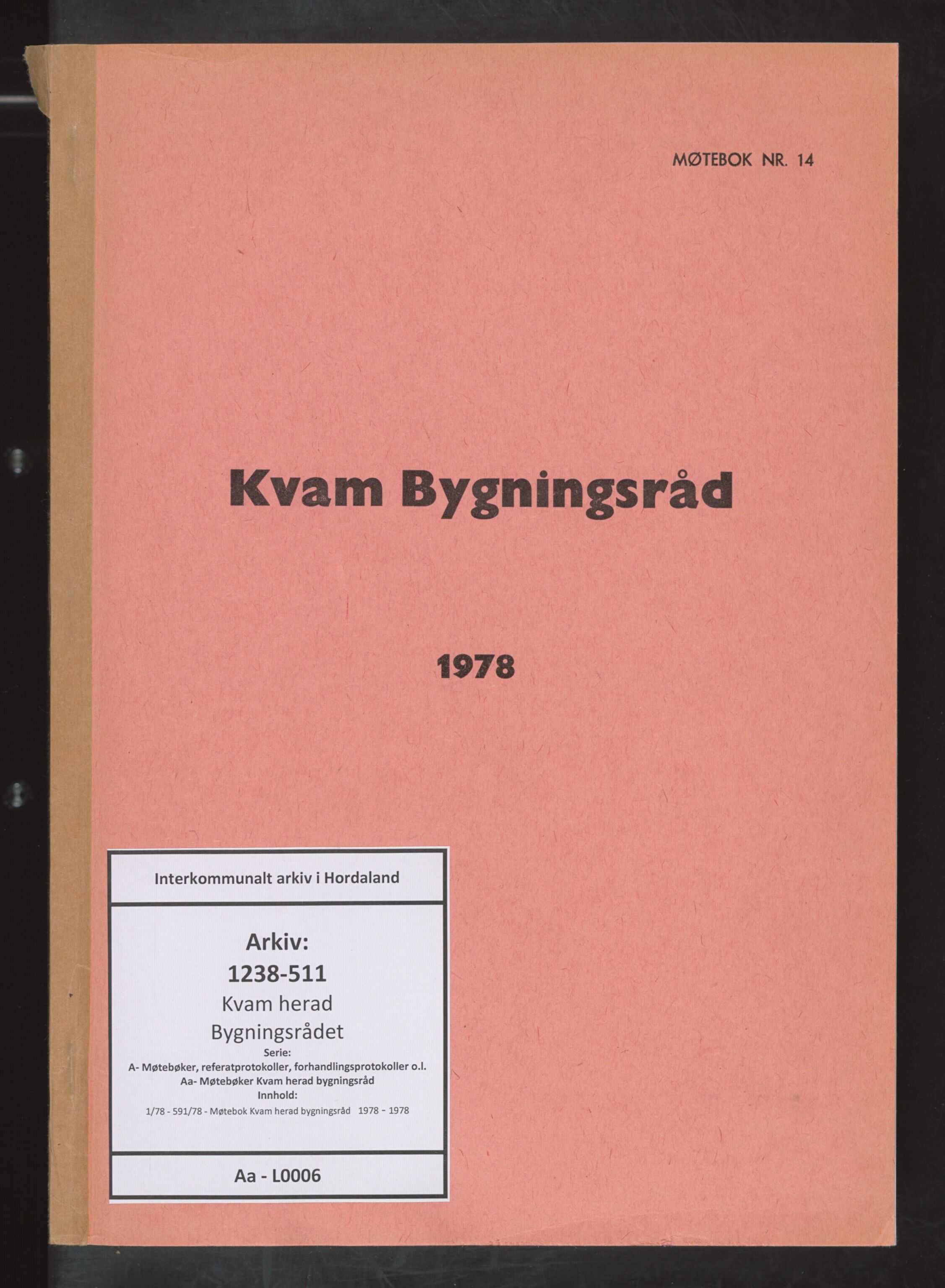 Kvam herad. Bygningsrådet, IKAH/1238-511/A/Aa/L0006: Møtebok Kvam herad bygningsråd , 1978