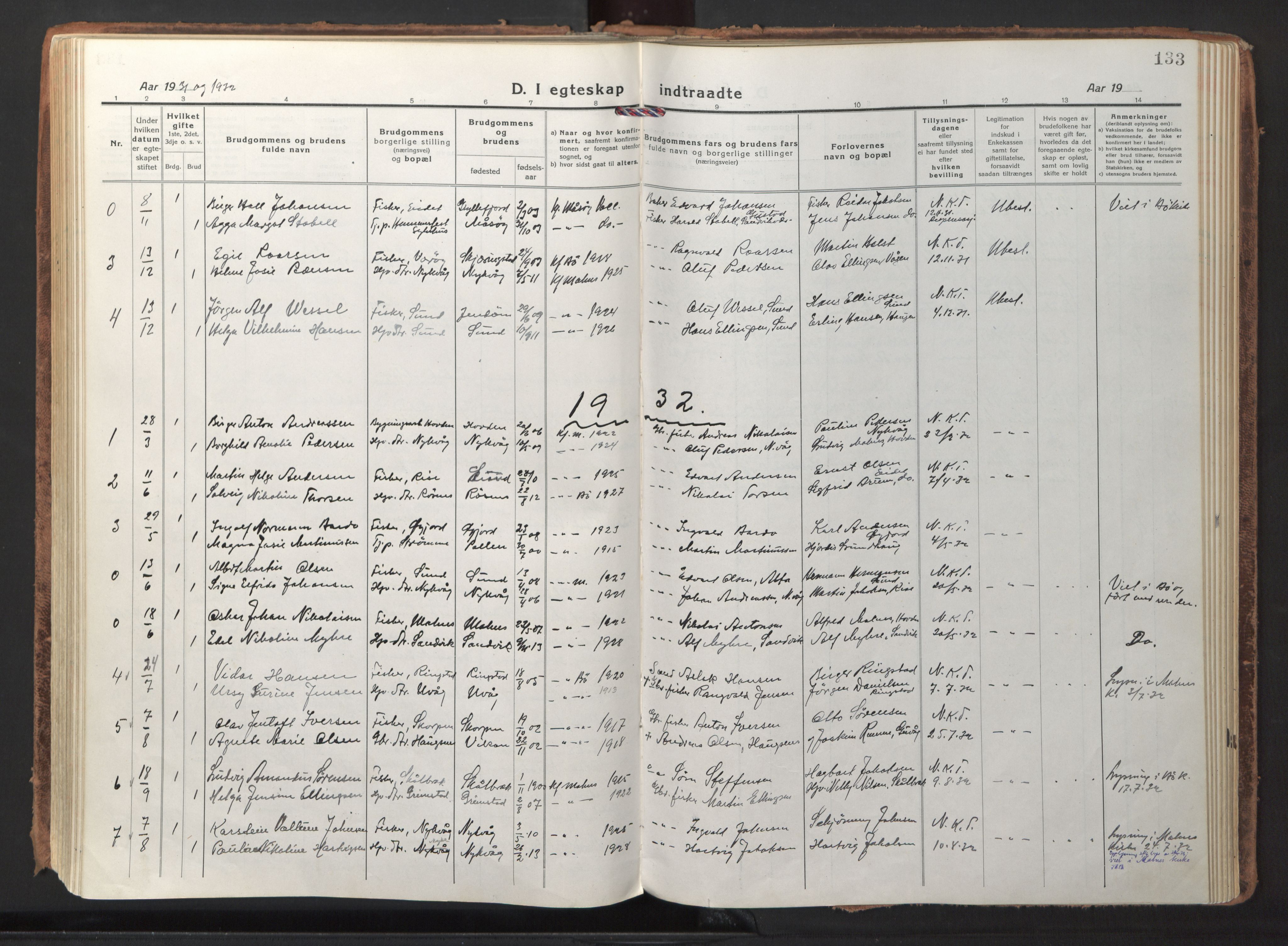 Ministerialprotokoller, klokkerbøker og fødselsregistre - Nordland, SAT/A-1459/892/L1323: Ministerialbok nr. 892A04, 1917-1934, s. 133