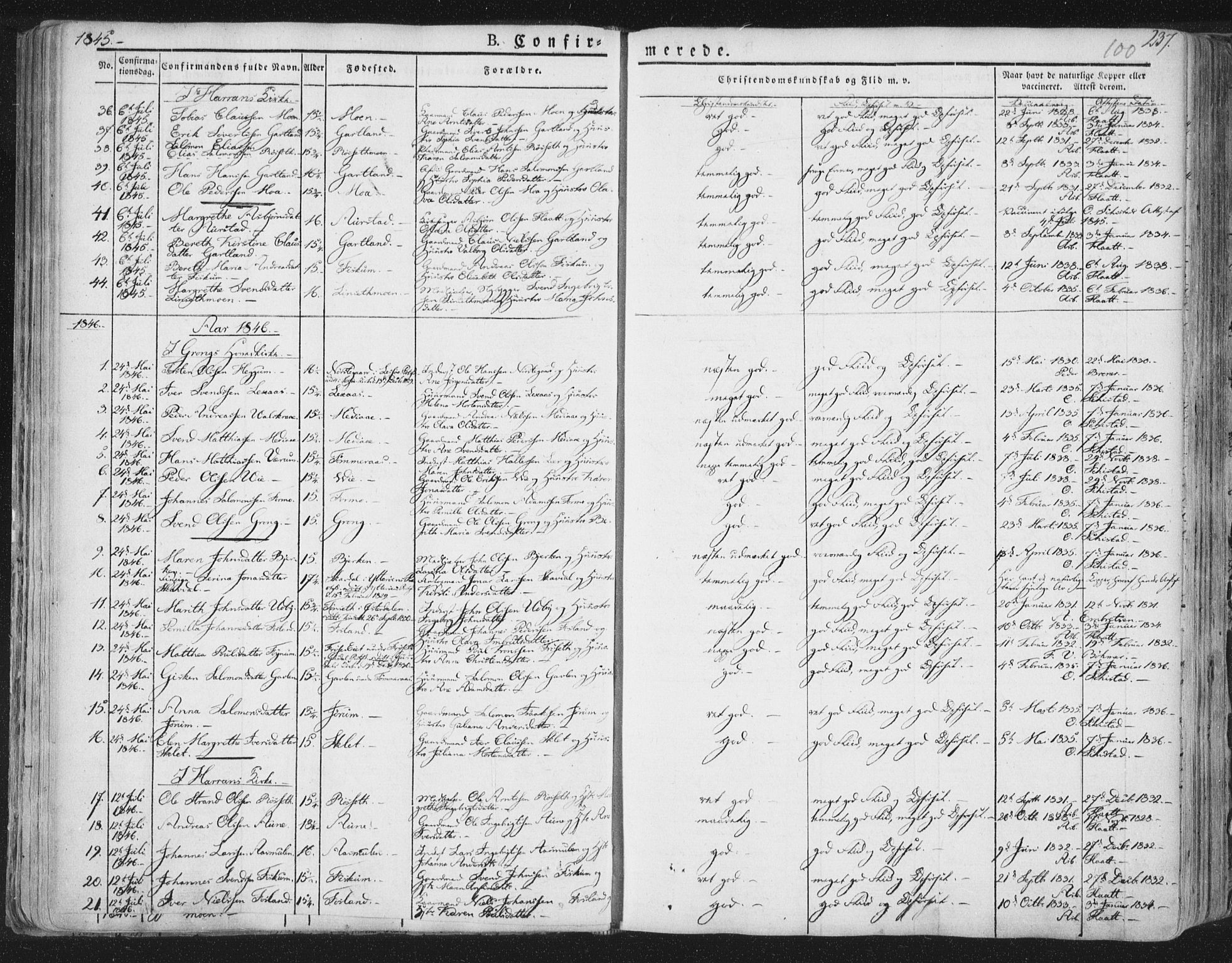 Ministerialprotokoller, klokkerbøker og fødselsregistre - Nord-Trøndelag, AV/SAT-A-1458/758/L0513: Ministerialbok nr. 758A02 /1, 1839-1868, s. 100
