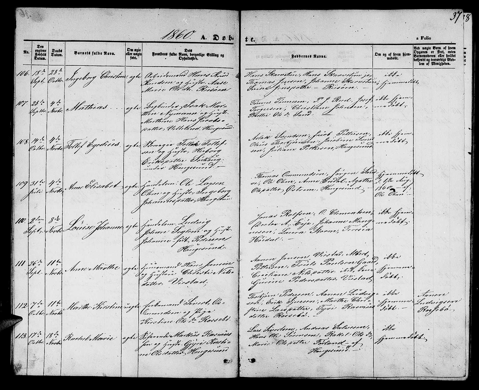 Torvastad sokneprestkontor, AV/SAST-A -101857/H/Ha/Hab/L0006: Klokkerbok nr. B 6, 1858-1867, s. 37