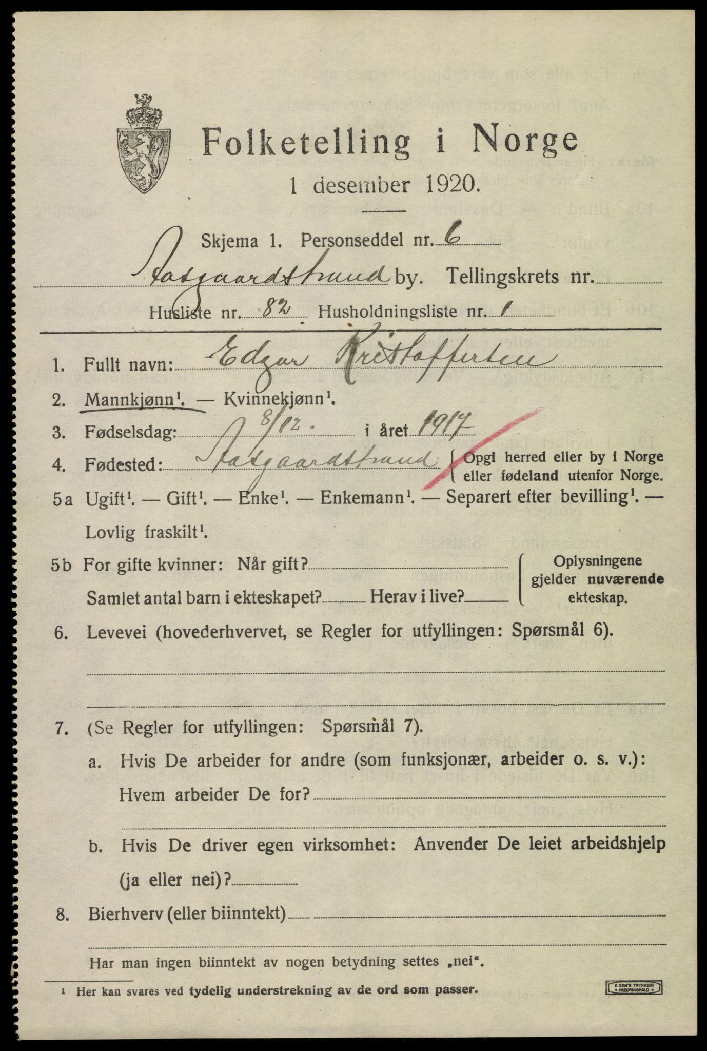 SAKO, Folketelling 1920 for 0704 Åsgårdstrand ladested, 1920, s. 1229