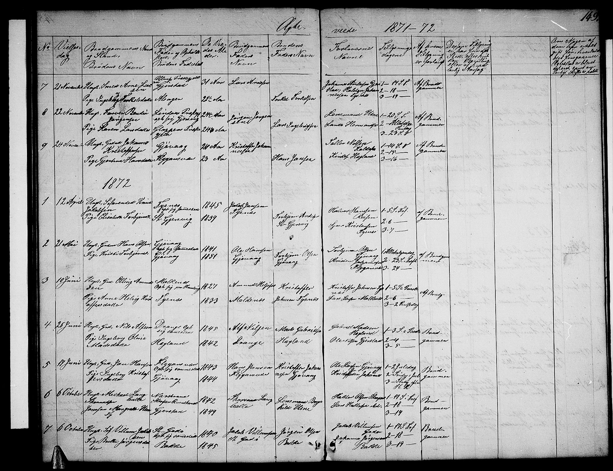 Tysnes sokneprestembete, AV/SAB-A-78601/H/Hab: Klokkerbok nr. B 1, 1855-1877, s. 149