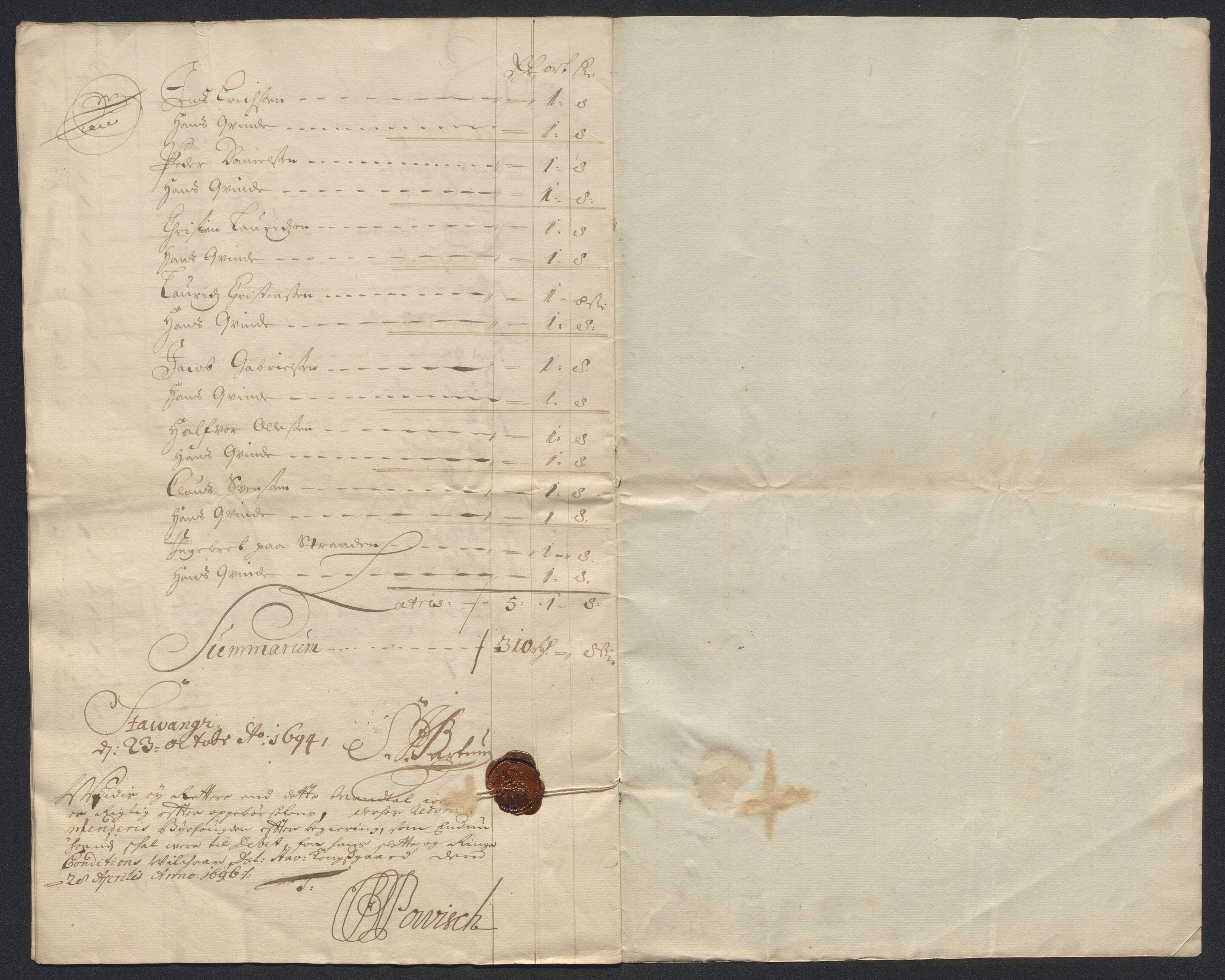 Rentekammeret inntil 1814, Reviderte regnskaper, Byregnskaper, RA/EA-4066/R/Ro/L0316: [O14] Sikt og sakefall, 1662-1693, s. 412