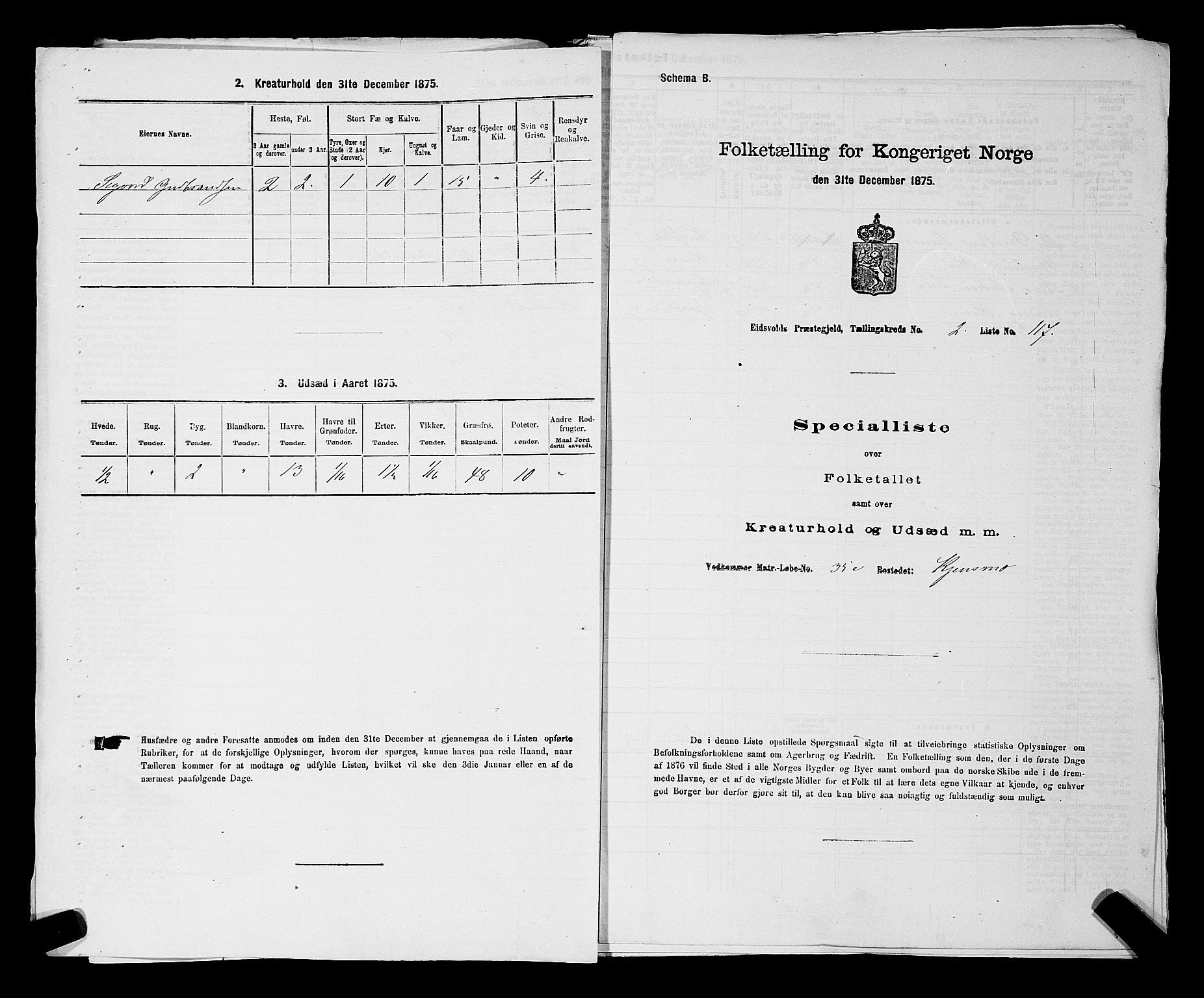 RA, Folketelling 1875 for 0237P Eidsvoll prestegjeld, 1875, s. 104