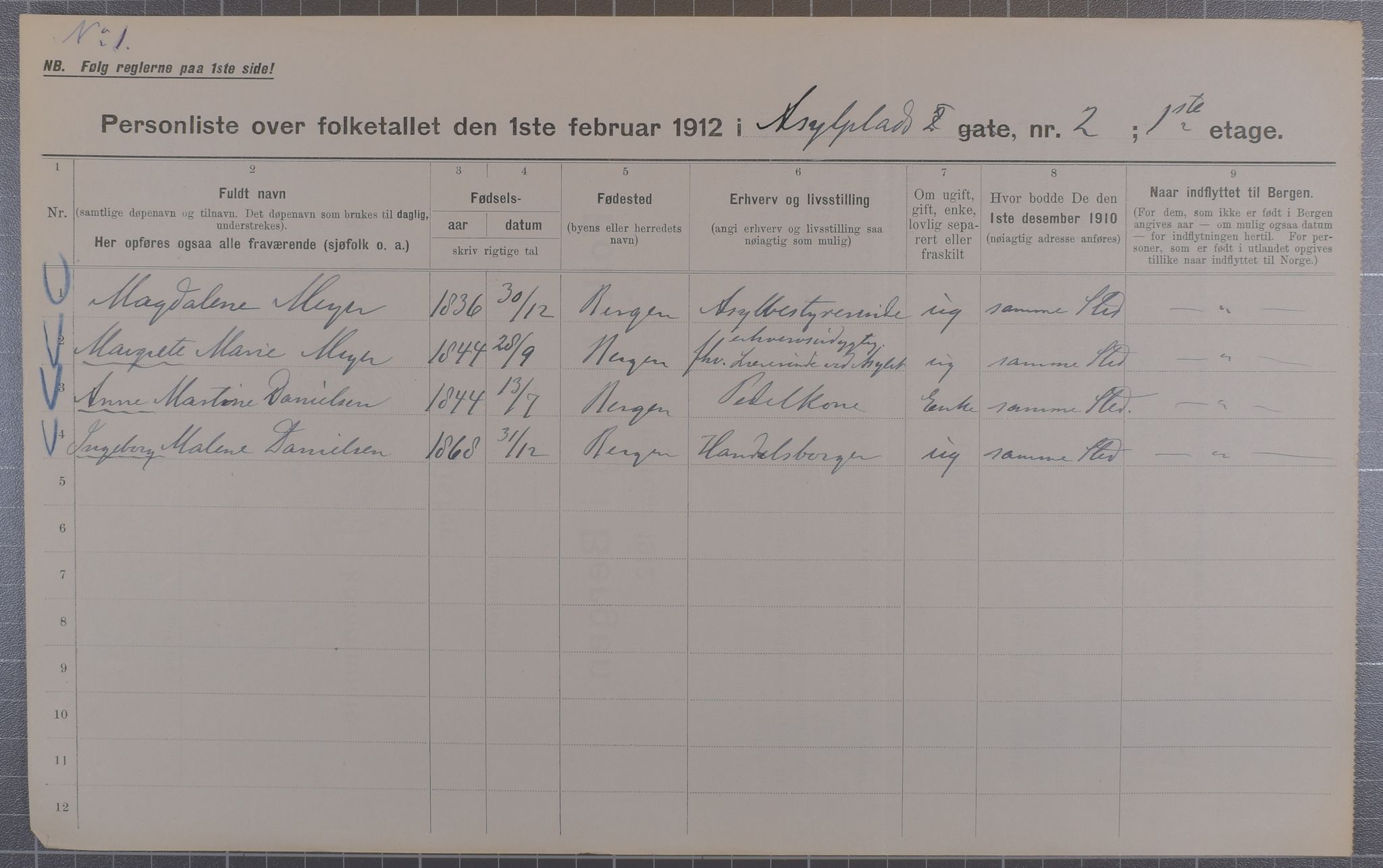 SAB, Kommunal folketelling 1912 for Bergen kjøpstad, 1912, s. 1571