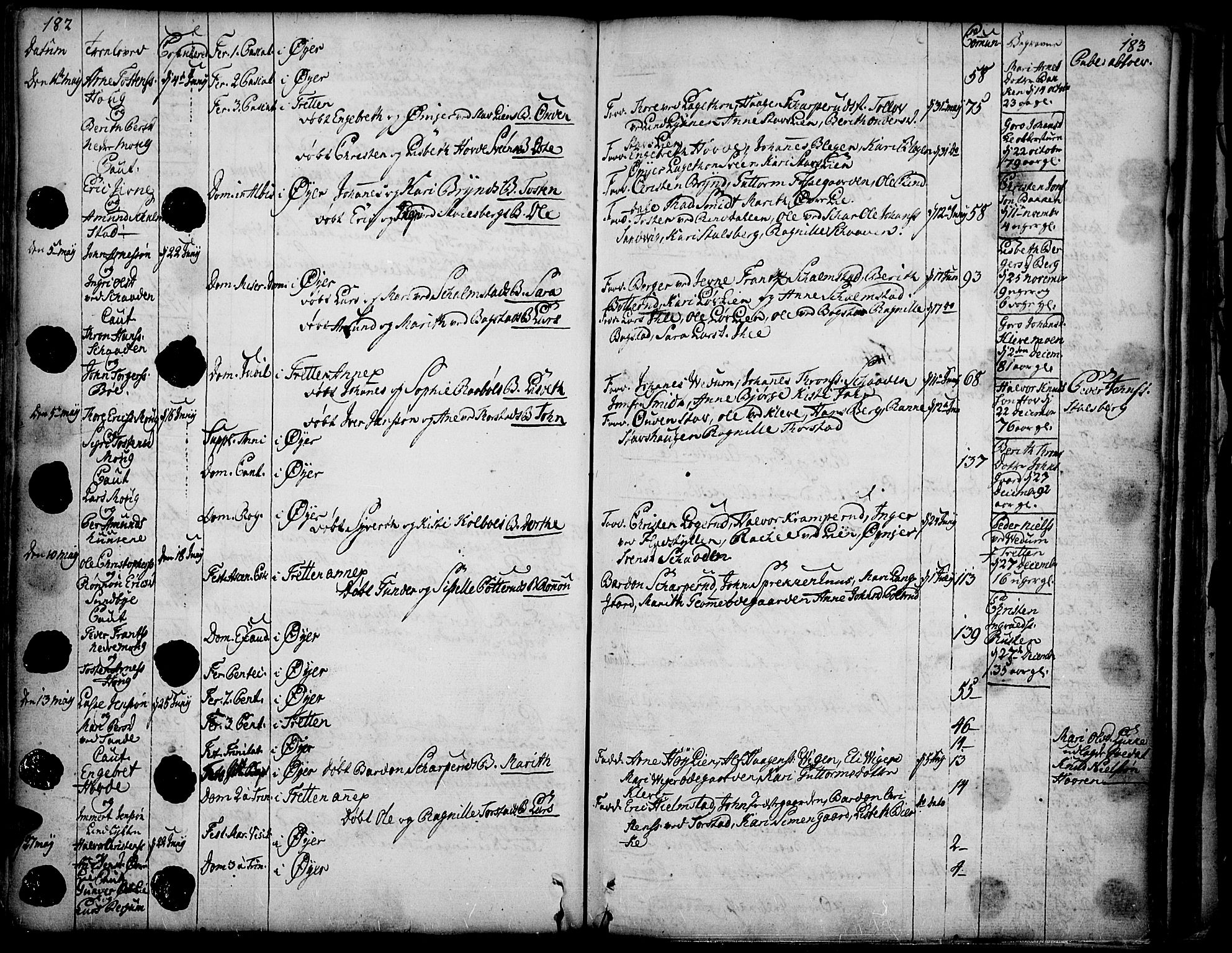 Øyer prestekontor, AV/SAH-PREST-084/H/Ha/Haa/L0002: Ministerialbok nr. 2, 1733-1784, s. 182-183