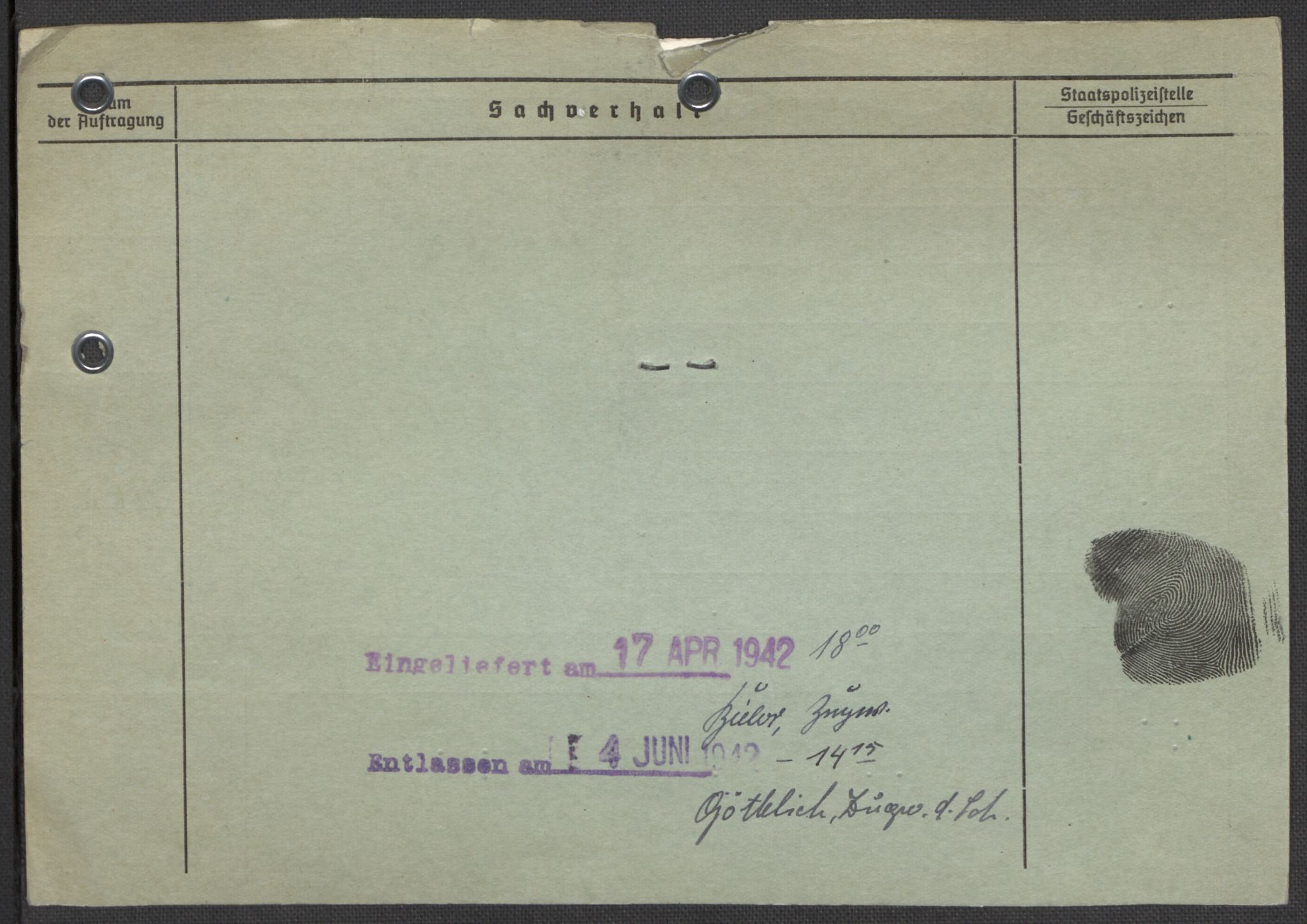 Befehlshaber der Sicherheitspolizei und des SD, AV/RA-RAFA-5969/E/Ea/Eaa/L0003: Register over norske fanger i Møllergata 19: Eng-Hag, 1940-1945, s. 1096