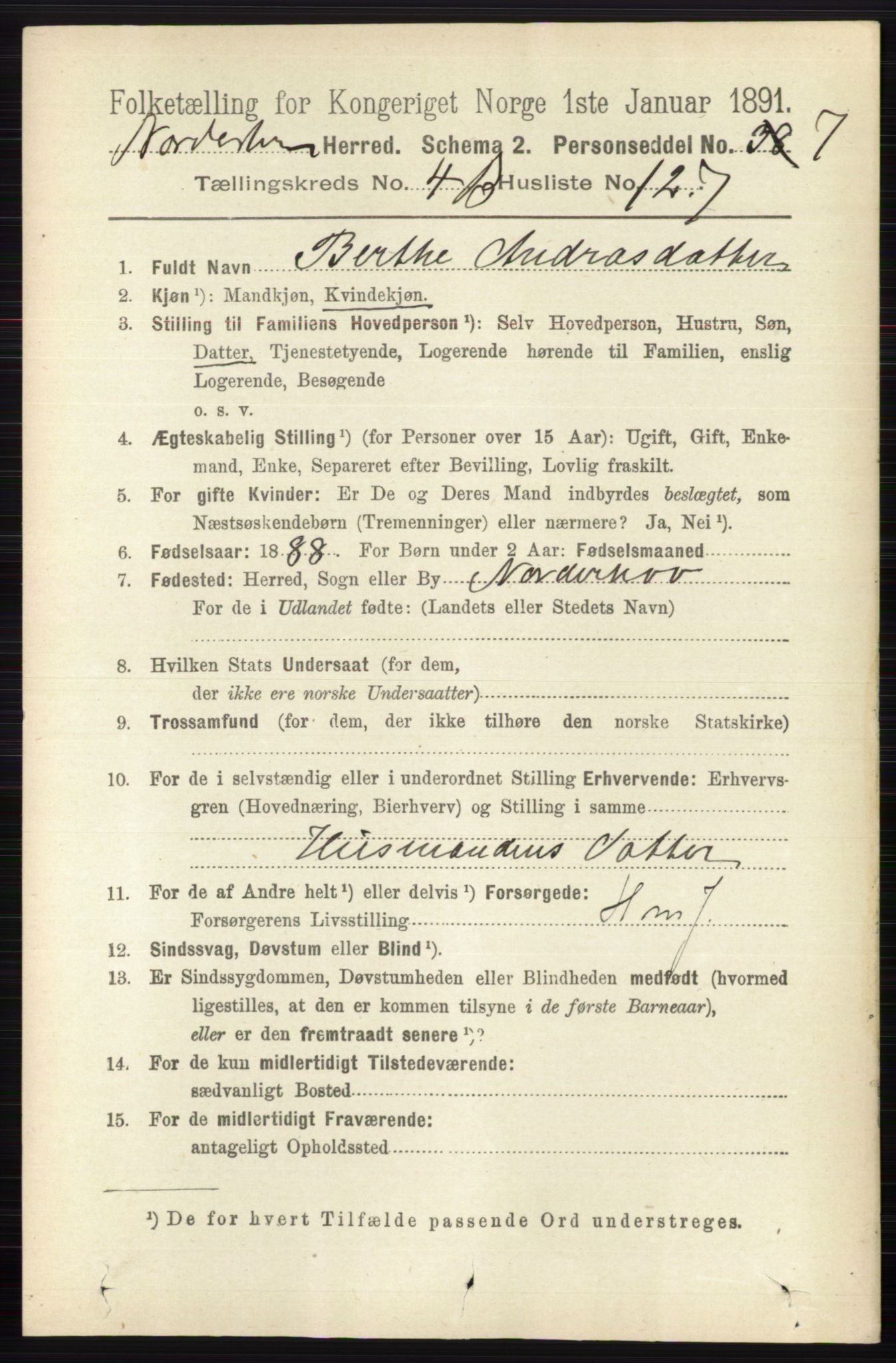 RA, Folketelling 1891 for 0613 Norderhov herred, 1891, s. 3431