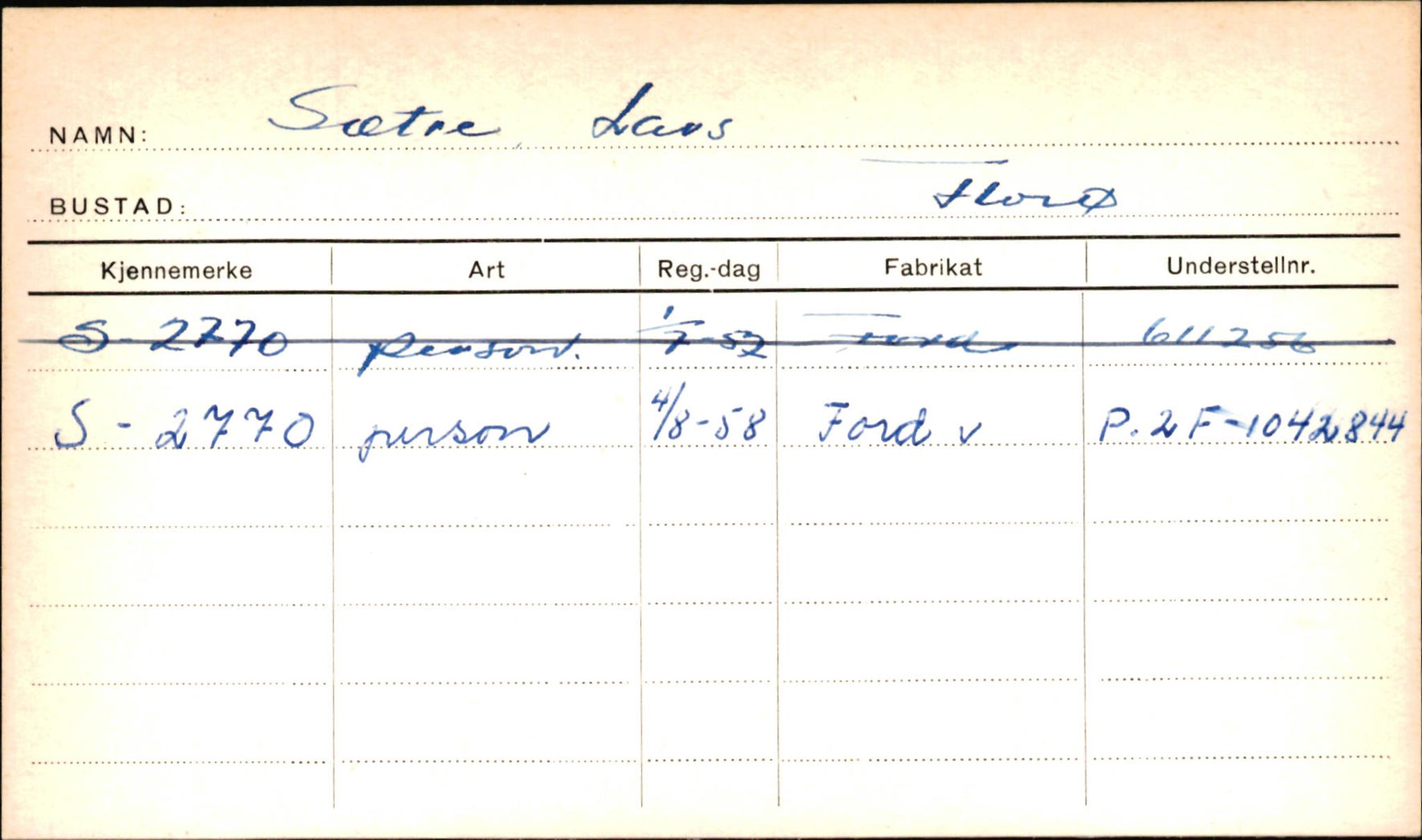 Statens vegvesen, Sogn og Fjordane vegkontor, AV/SAB-A-5301/4/F/L0002: Eigarregister Fjordane til 1.6.1961, 1930-1961, s. 27