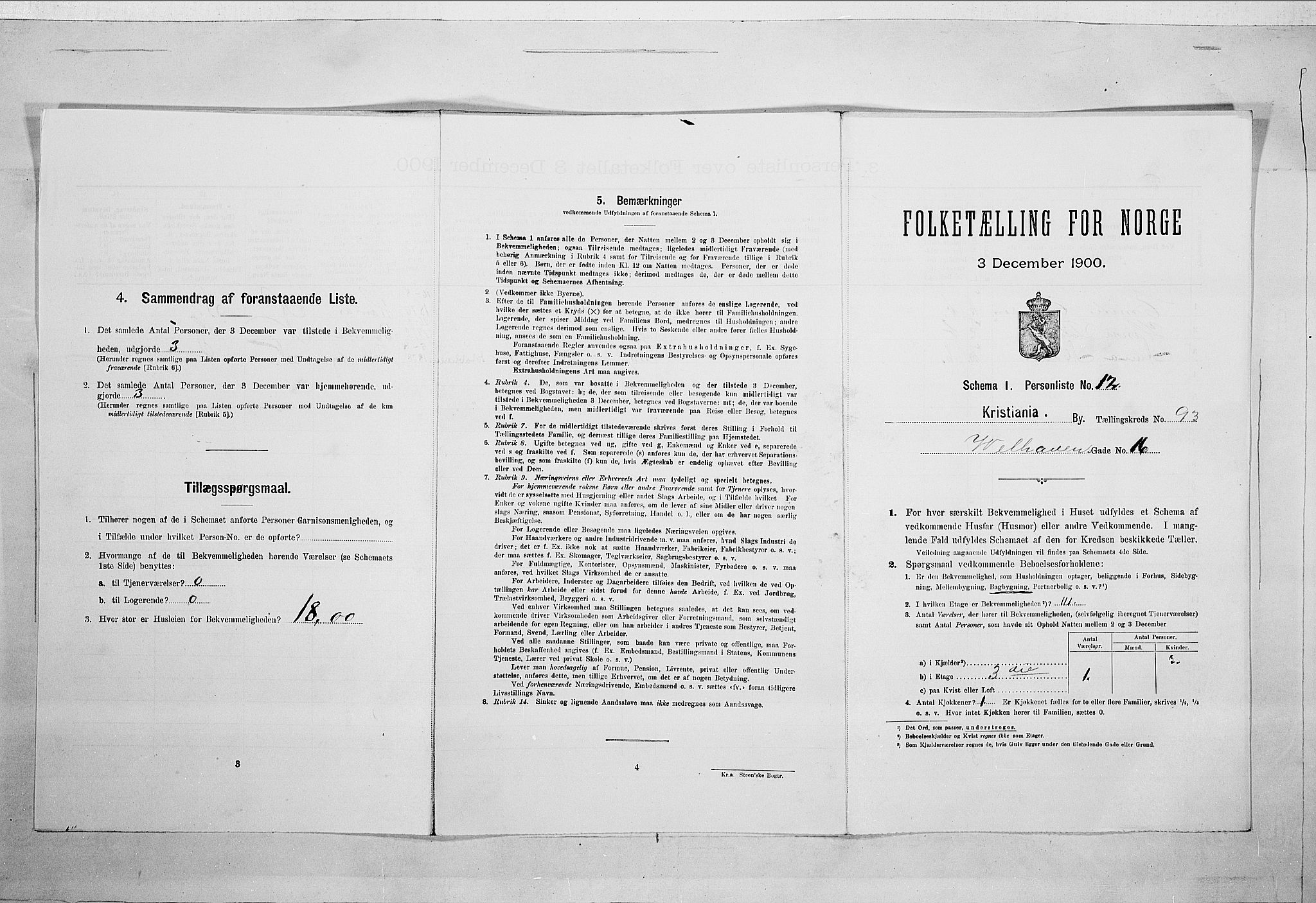 SAO, Folketelling 1900 for 0301 Kristiania kjøpstad, 1900, s. 111155