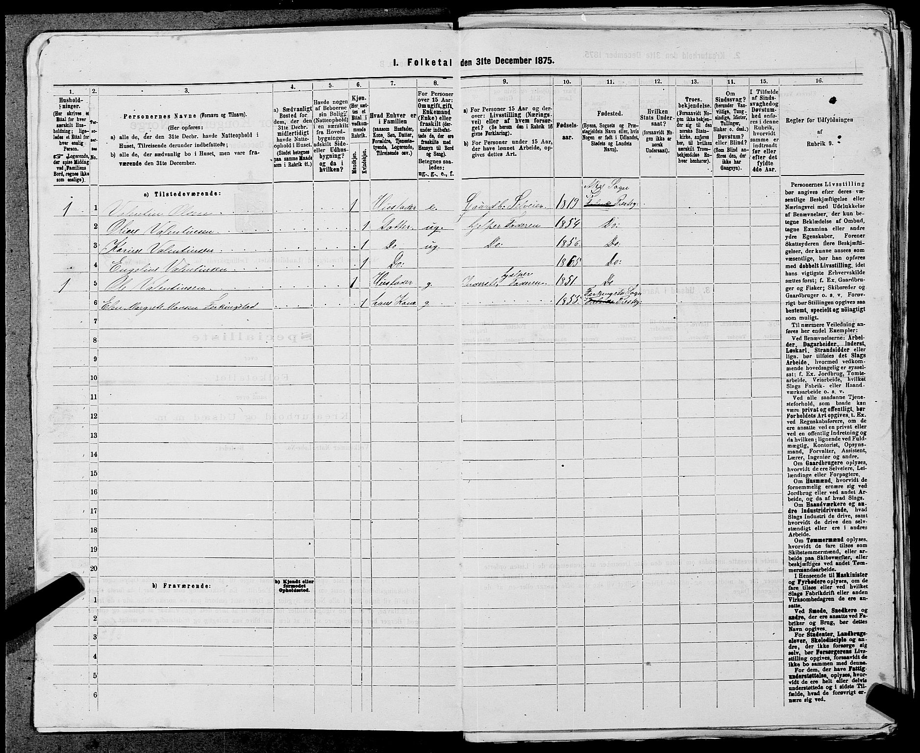 SAST, Folketelling 1875 for 1150L Skudenes prestegjeld, Falnes sokn, Åkra sokn og Ferkingstad sokn, 1875, s. 232