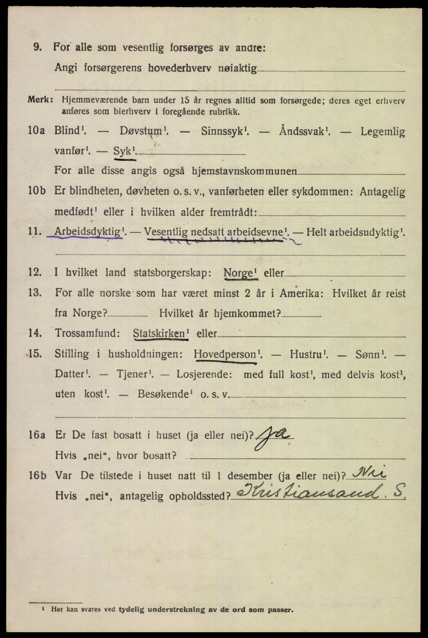 SAK, Folketelling 1920 for 1034 Hægebostad herred, 1920, s. 2082