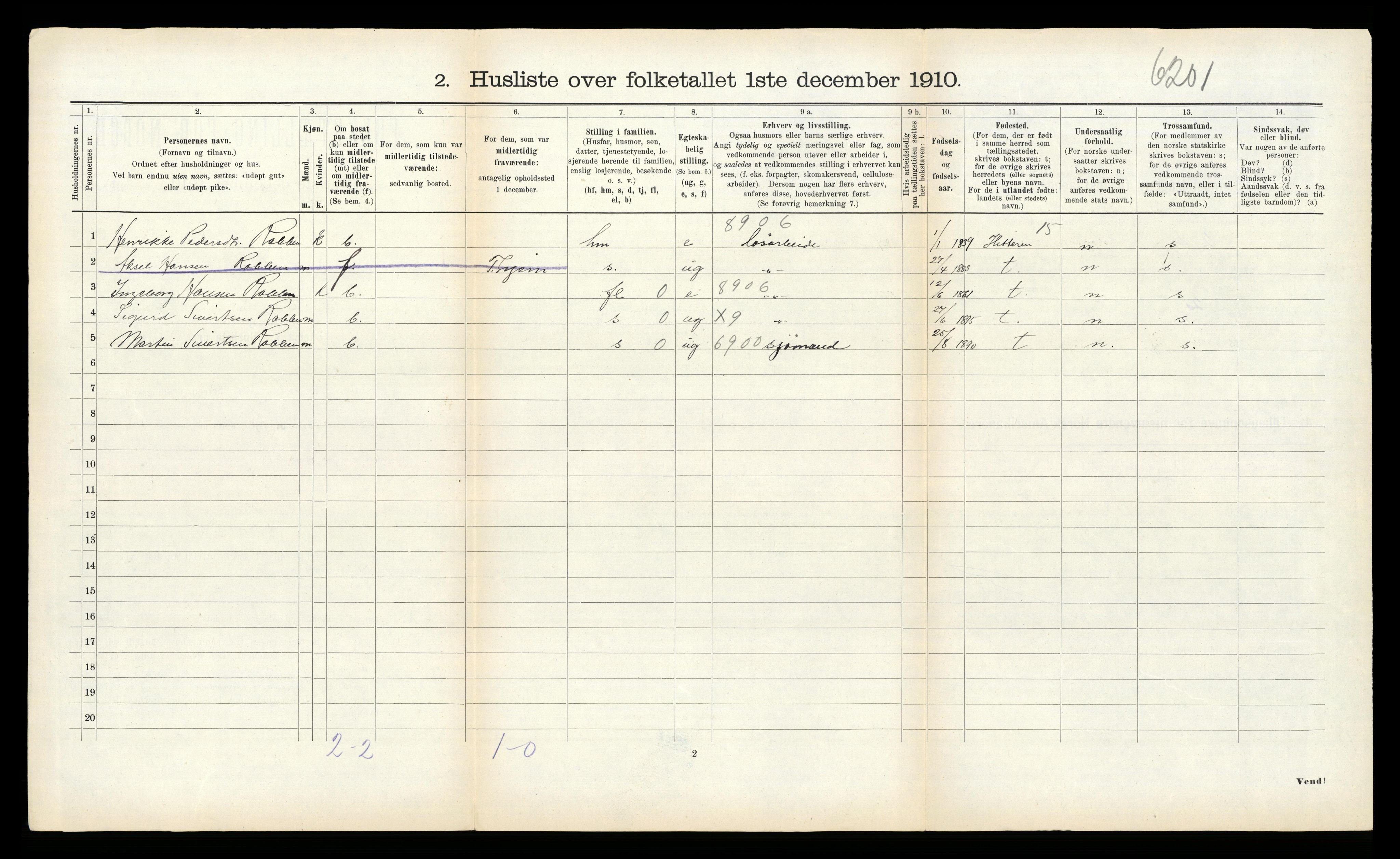 RA, Folketelling 1910 for 1620 Nord-Frøya herred, 1910, s. 111