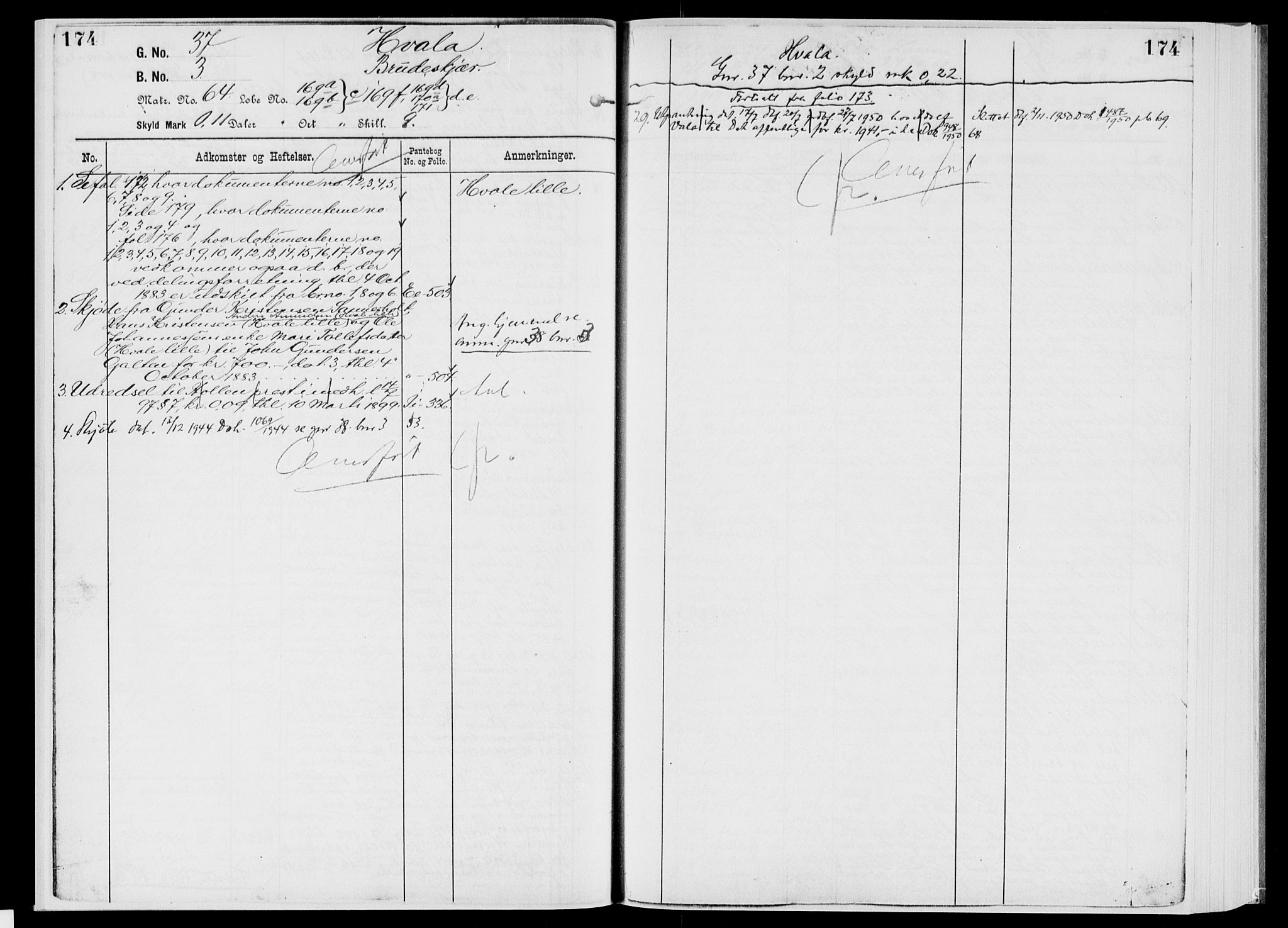 Nedre Telemark sorenskriveri, AV/SAKO-A-135/G/Gb/Gbg/L0002: Panteregister nr. VII 2, s. 174