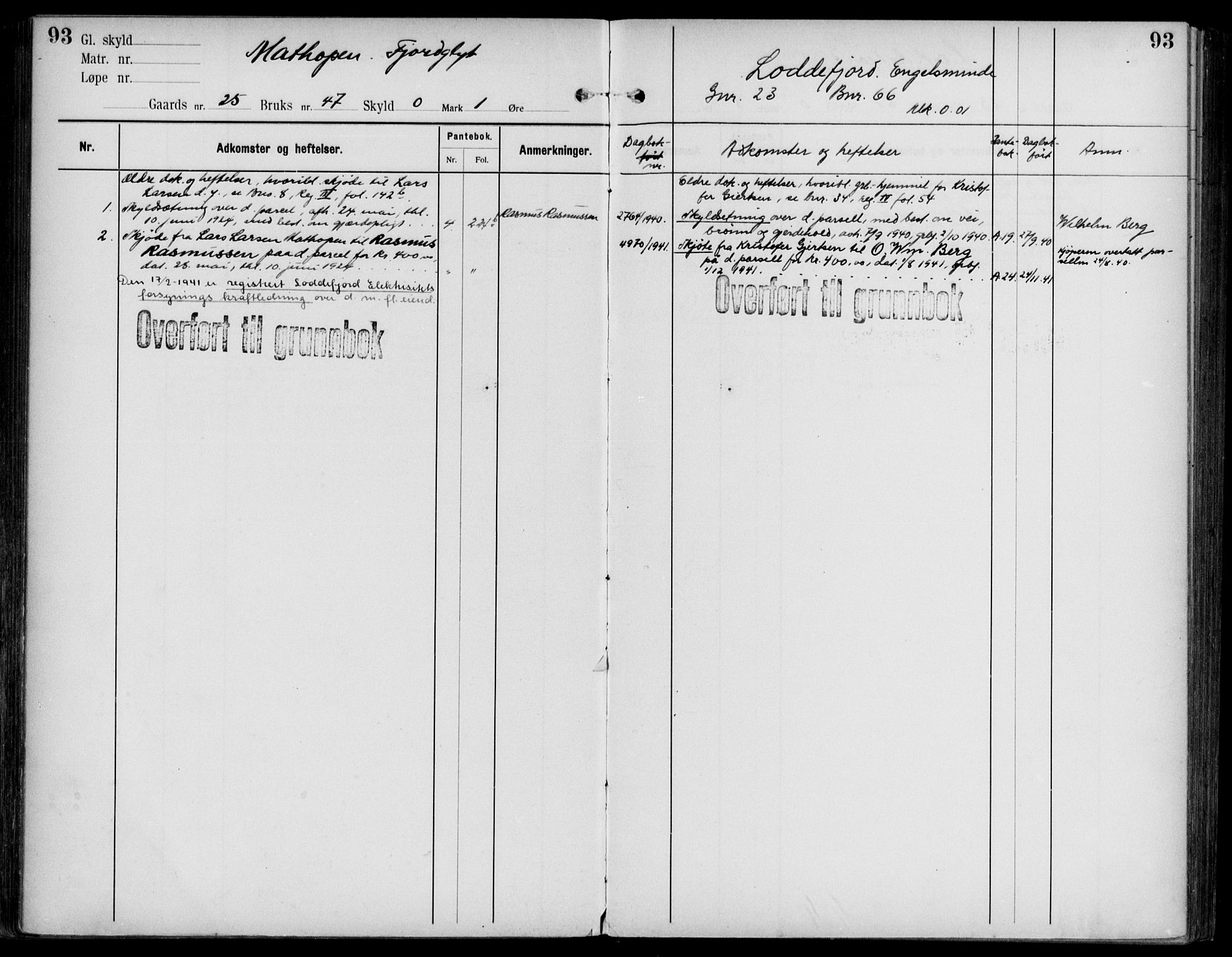 Midhordland sorenskriveri, AV/SAB-A-3001/1/G/Ga/Gab/L0108: Panteregister nr. II.A.b.108, s. 93