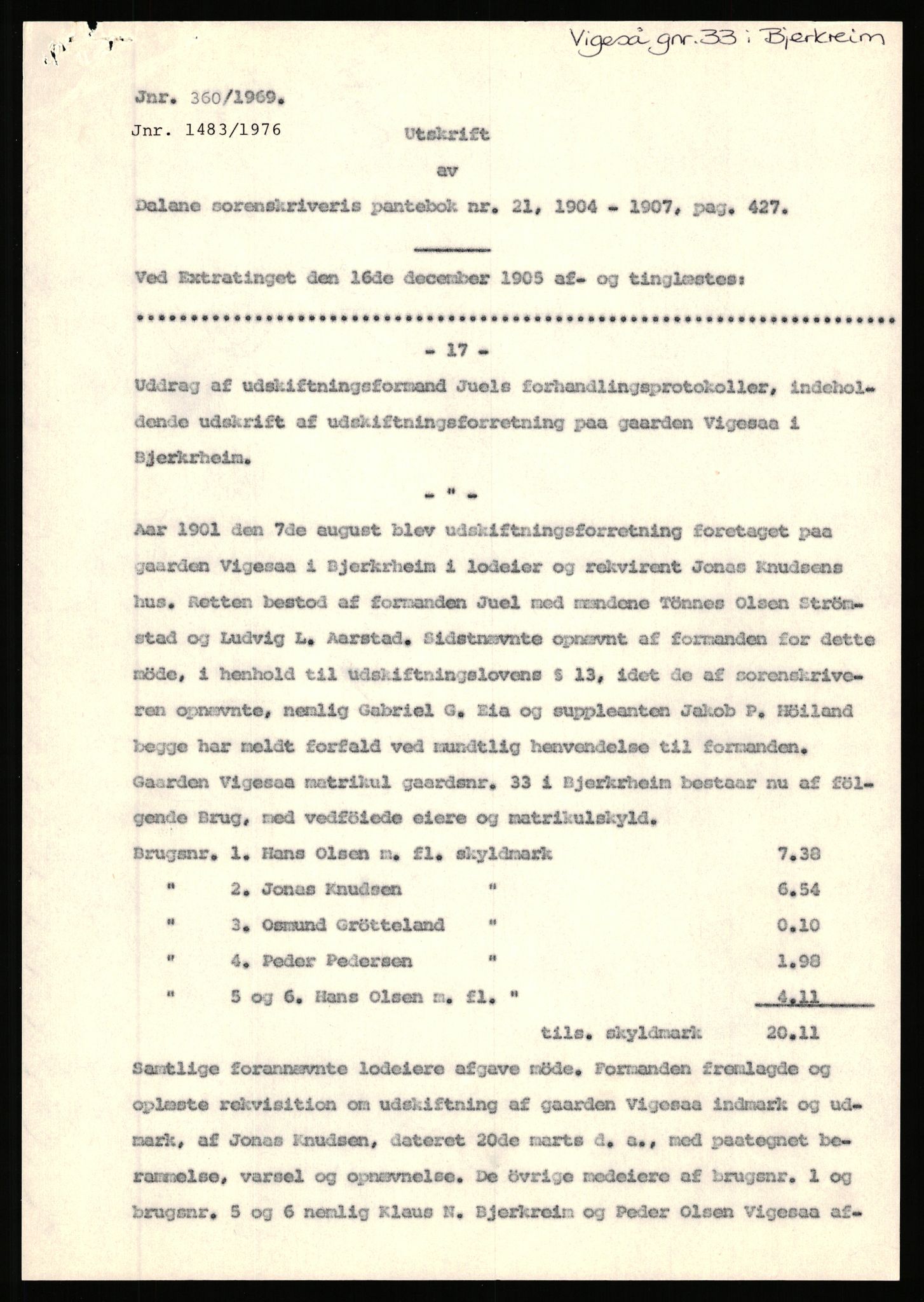 Statsarkivet i Stavanger, SAST/A-101971/03/Y/Yj/L0094: Avskrifter sortert etter gårdsnavn: Vetrhus - Vik i Nerstrand, 1750-1930, s. 488