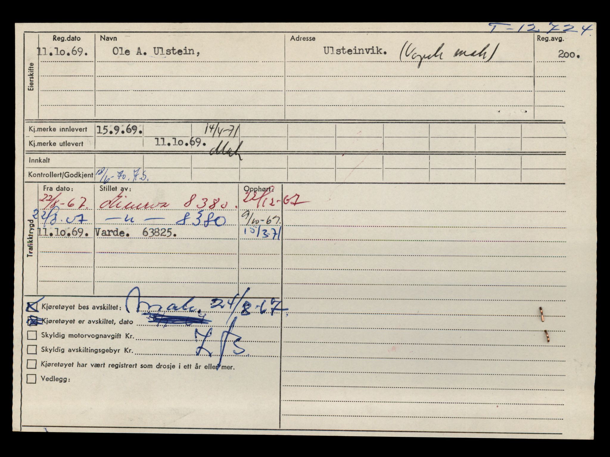 Møre og Romsdal vegkontor - Ålesund trafikkstasjon, AV/SAT-A-4099/F/Fe/L0035: Registreringskort for kjøretøy T 12653 - T 12829, 1927-1998, s. 1343