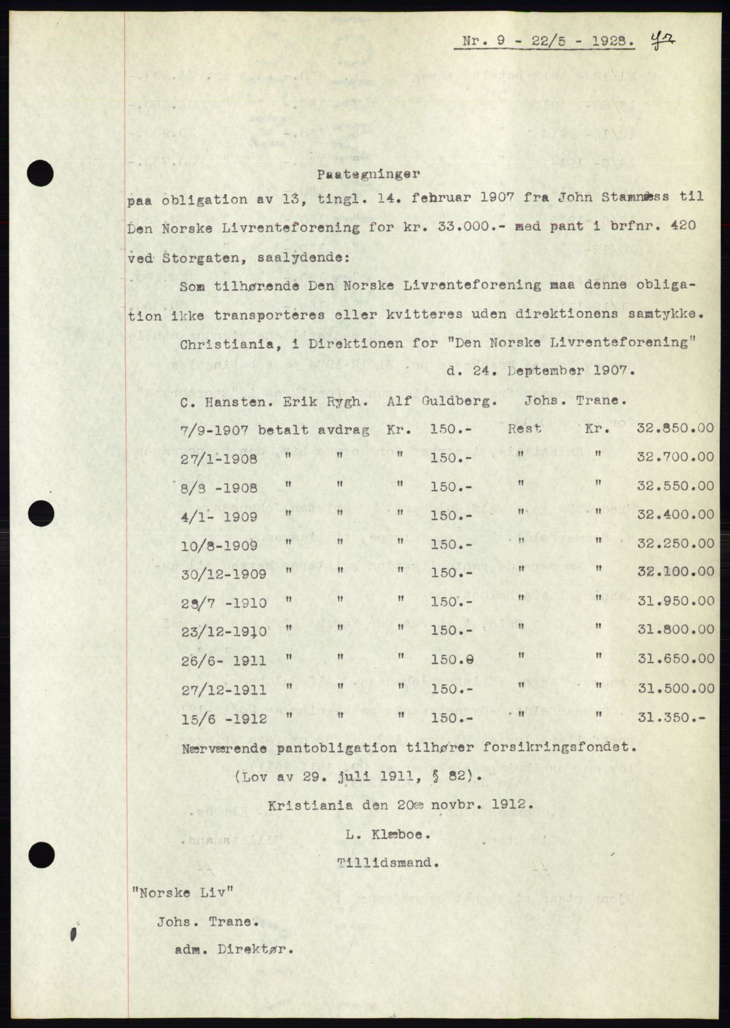 Ålesund byfogd, AV/SAT-A-4384: Pantebok nr. 24, 1928-1929, Tingl.dato: 22.05.1928